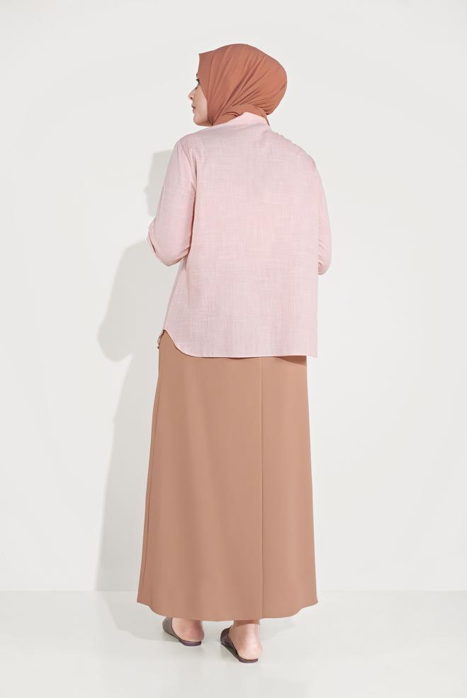 Vêtements hijab ORANGE CHEMISIER EN COTON BRODÉ 20048  - ALVİNA