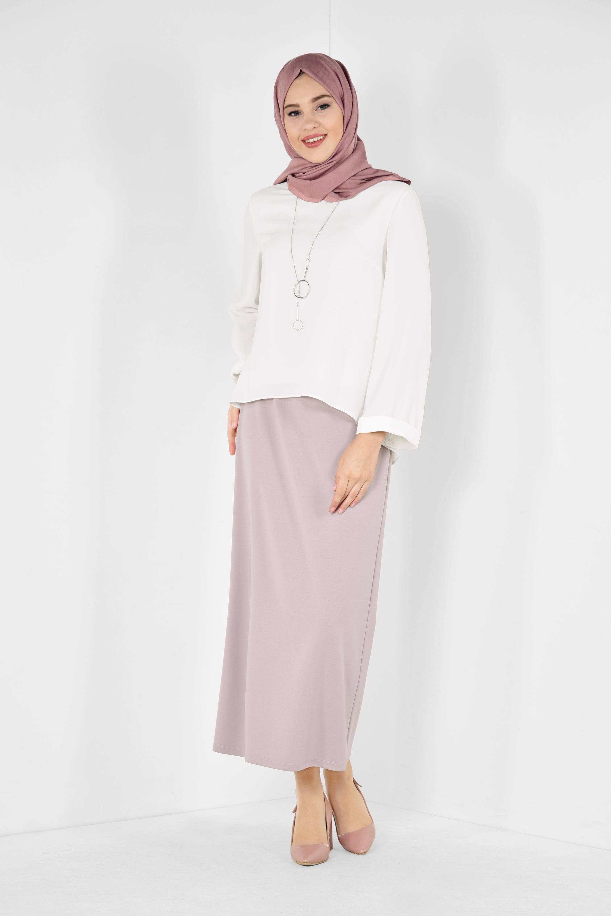 Hijab clothing WHITE OVAL CUT BLOUSE 4017 