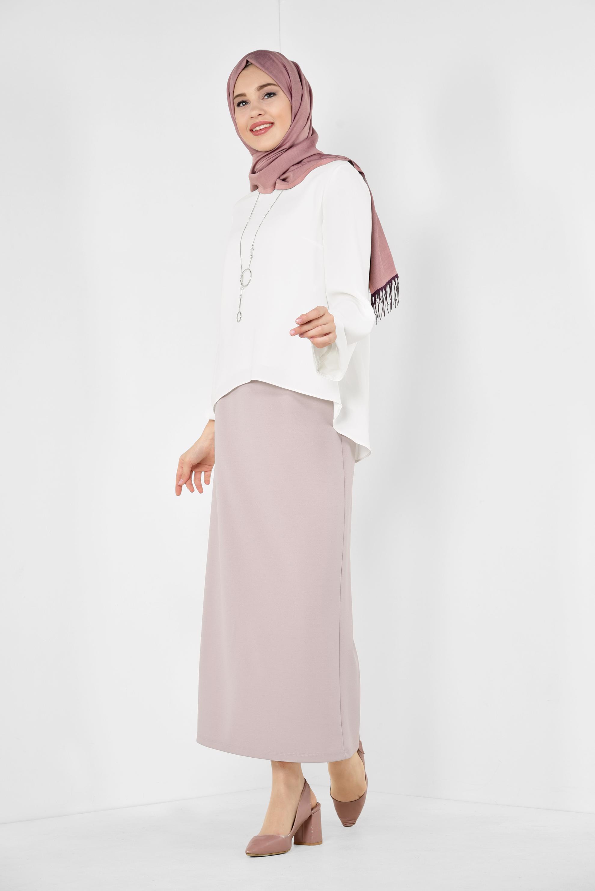 Hijab clothing WHITE OVAL CUT BLOUSE 4017 