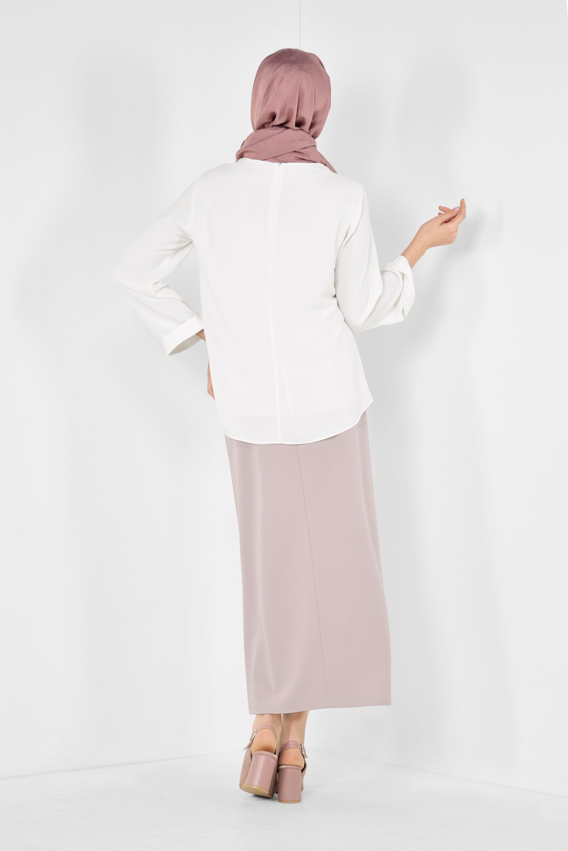 Hijab clothing WHITE OVAL CUT BLOUSE 4017 