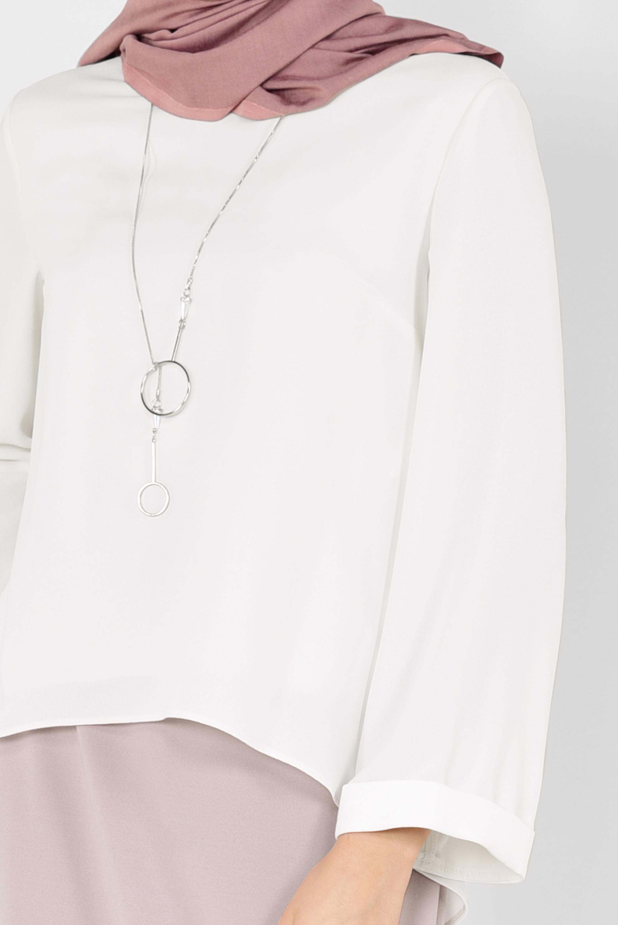 Hijab clothing WHITE OVAL CUT BLOUSE 4017 