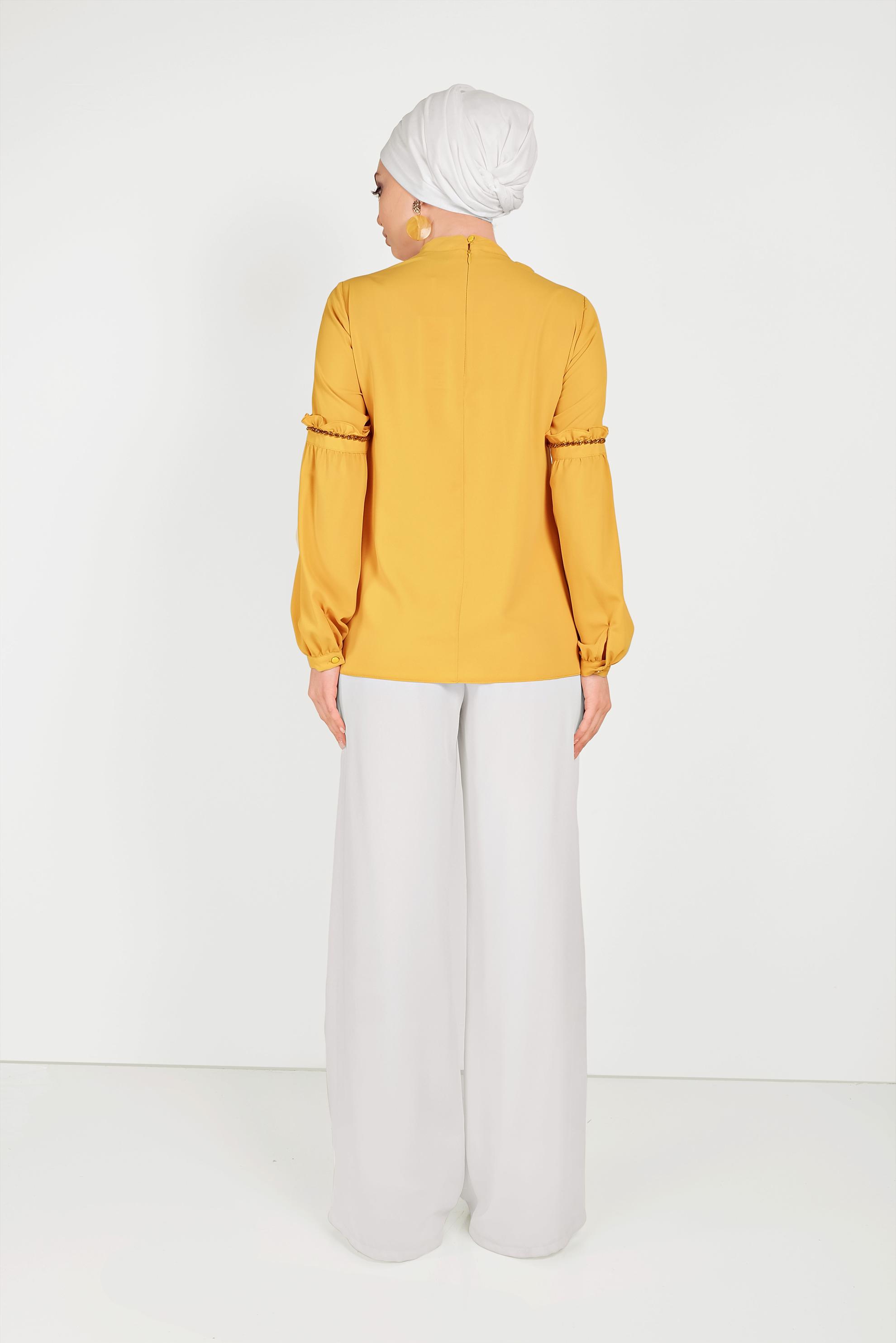 Hijab clothing YELLOW RUFFLE DETAIL BLOUSE 40476 