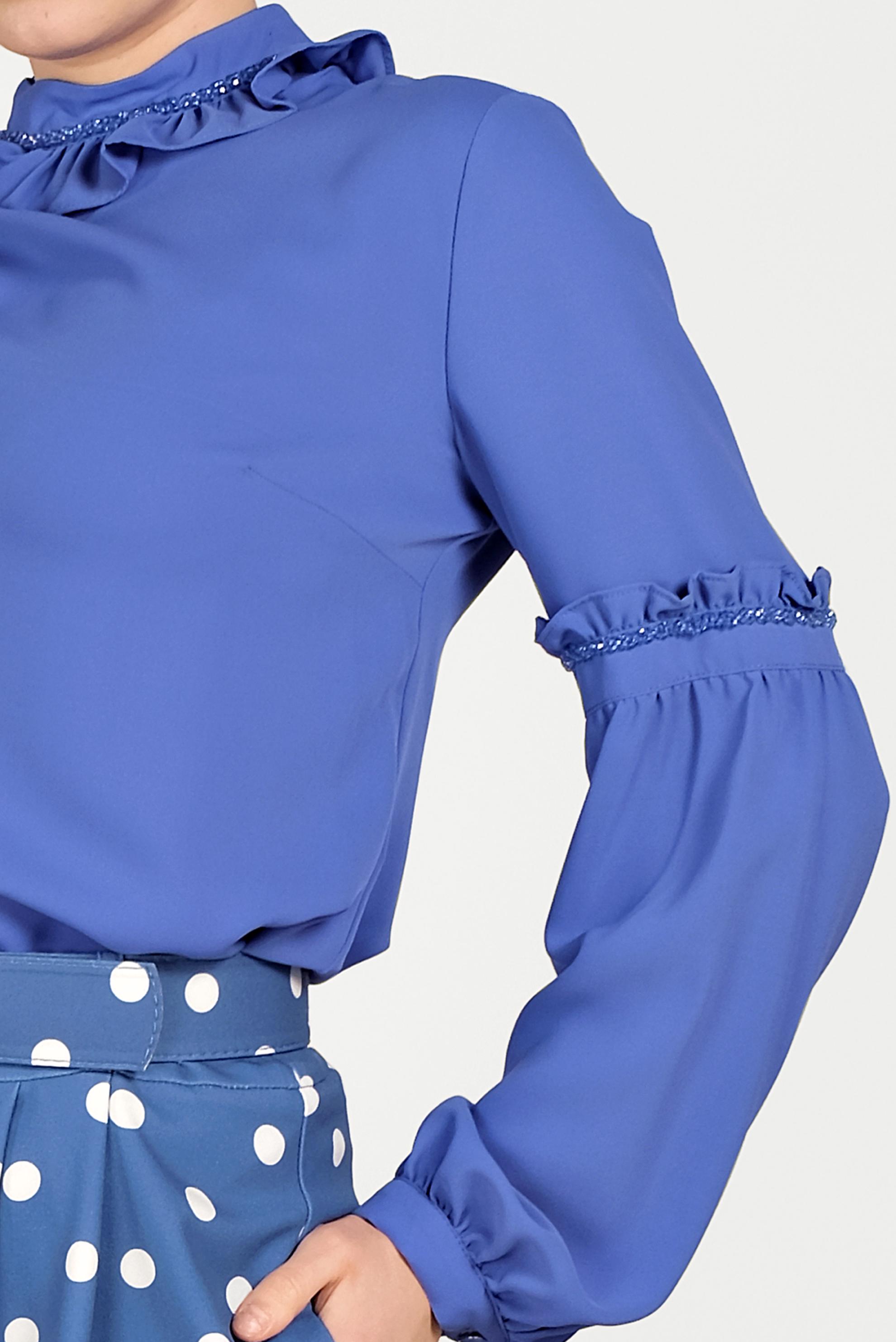 Hijab clothing BLUE RUFFLE DETAIL BLOUSE 40476 