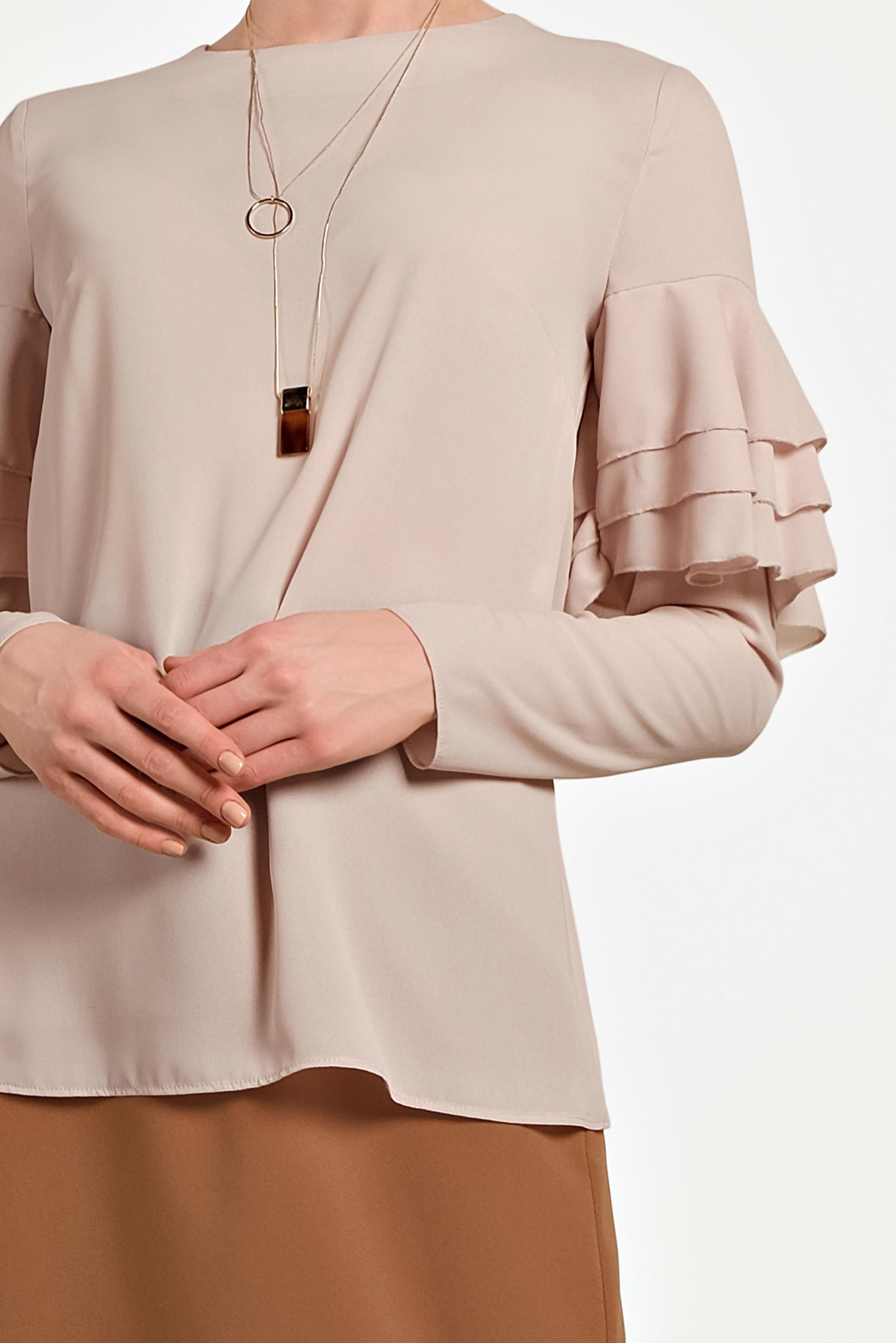 Tesettür giyim PUDRA KOLLARI VOLANLI BLUZ 40477