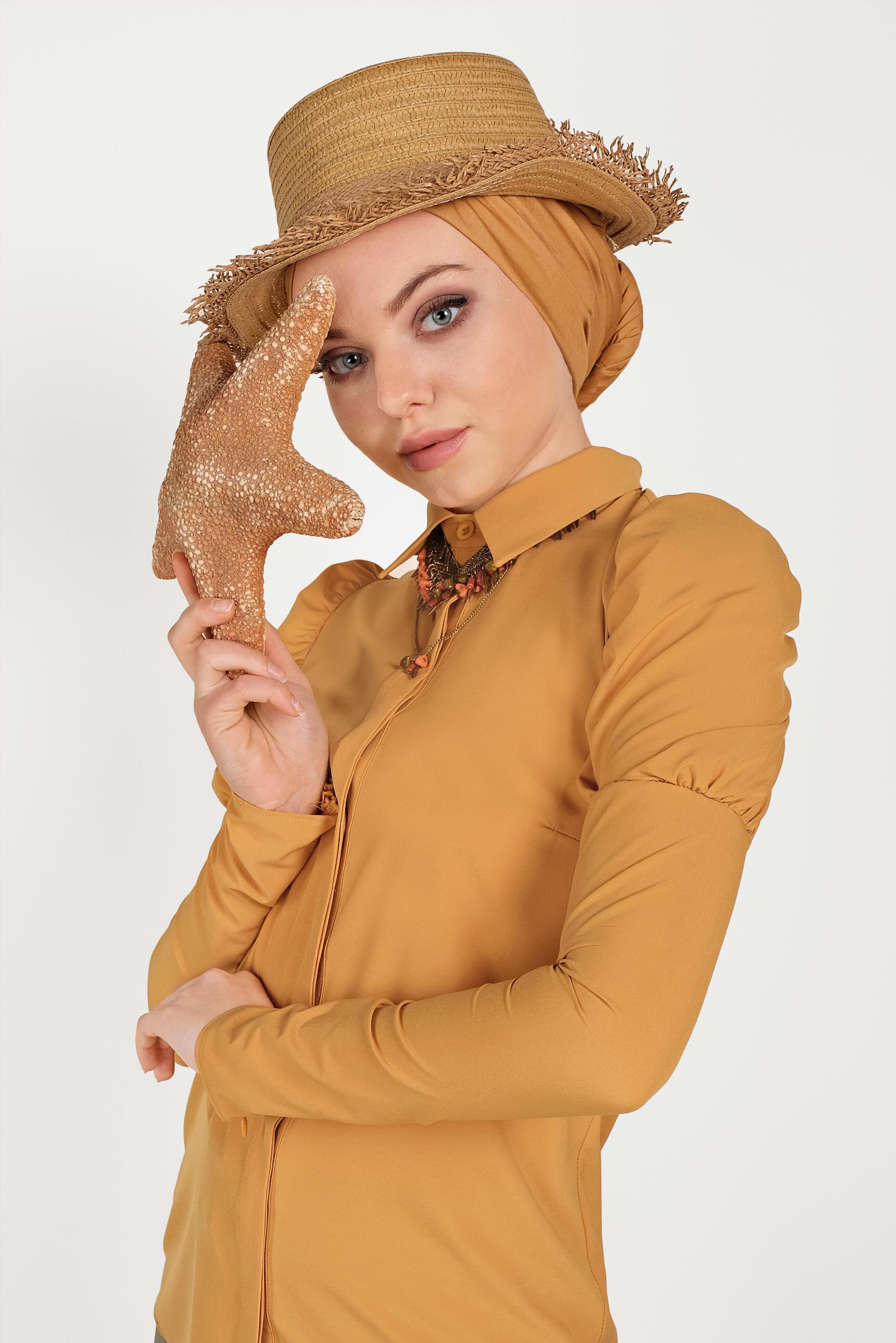 Hijab clothing YELLOW SMOCKED BLOUSE 40497 