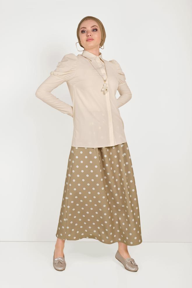 Tesettür giyim  OMUZLARI BÜZGÜLÜ BLUZ 40497 - ALVİNA