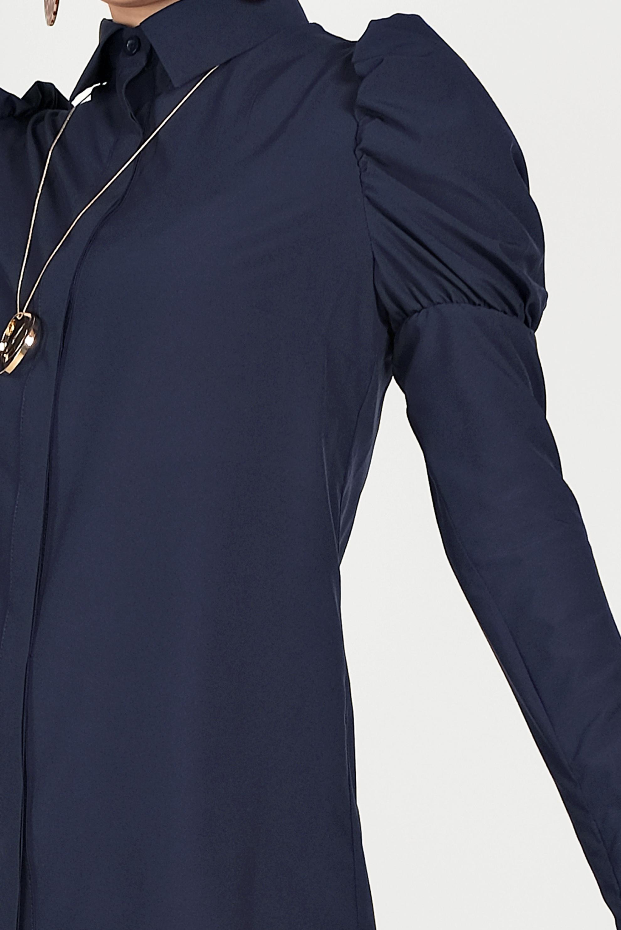 Hijab clothing NAVY BLUE SMOCKED BLOUSE 40497 