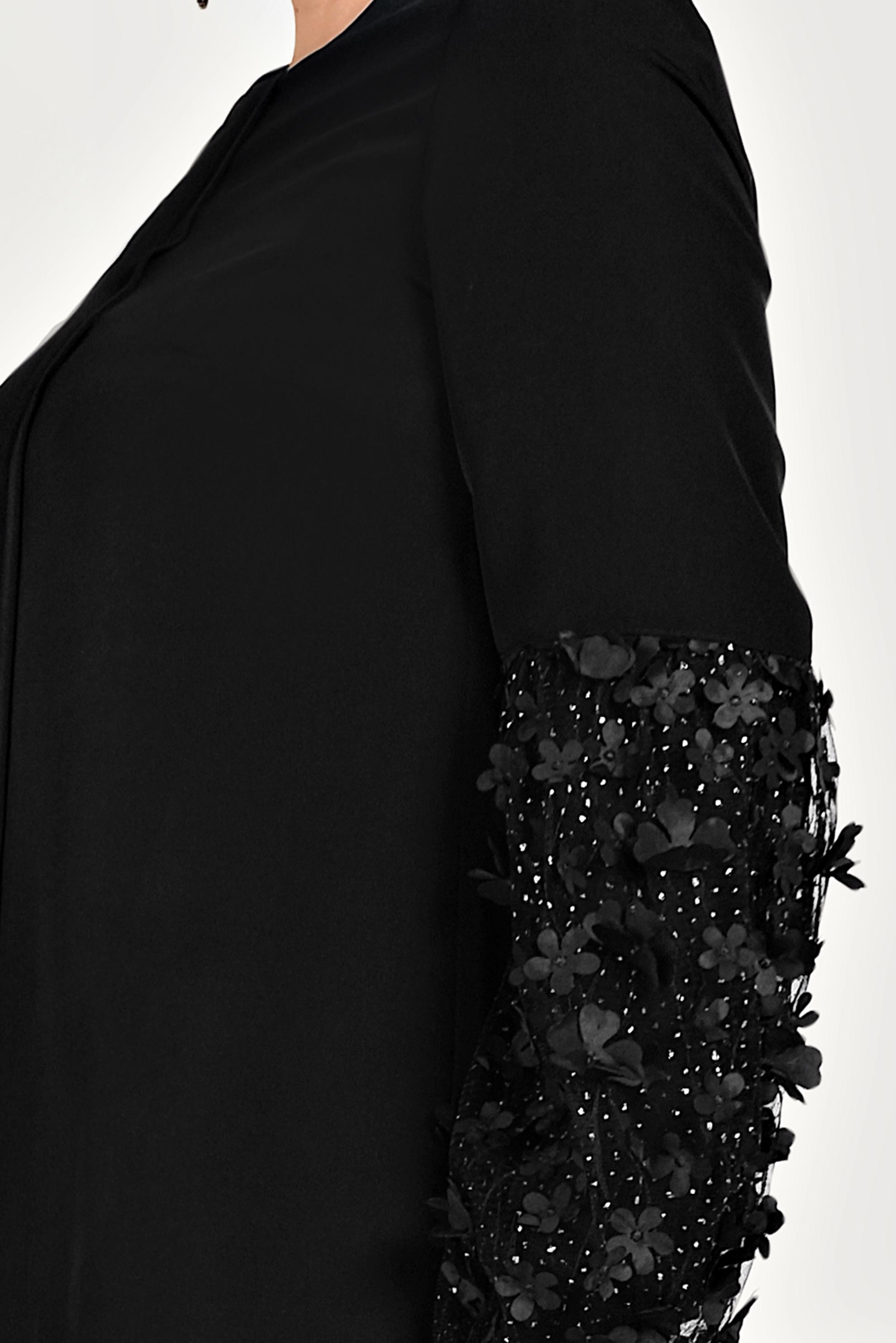 Hijab clothing BLACK FLOWER DETAIL BLOUSE 40532 