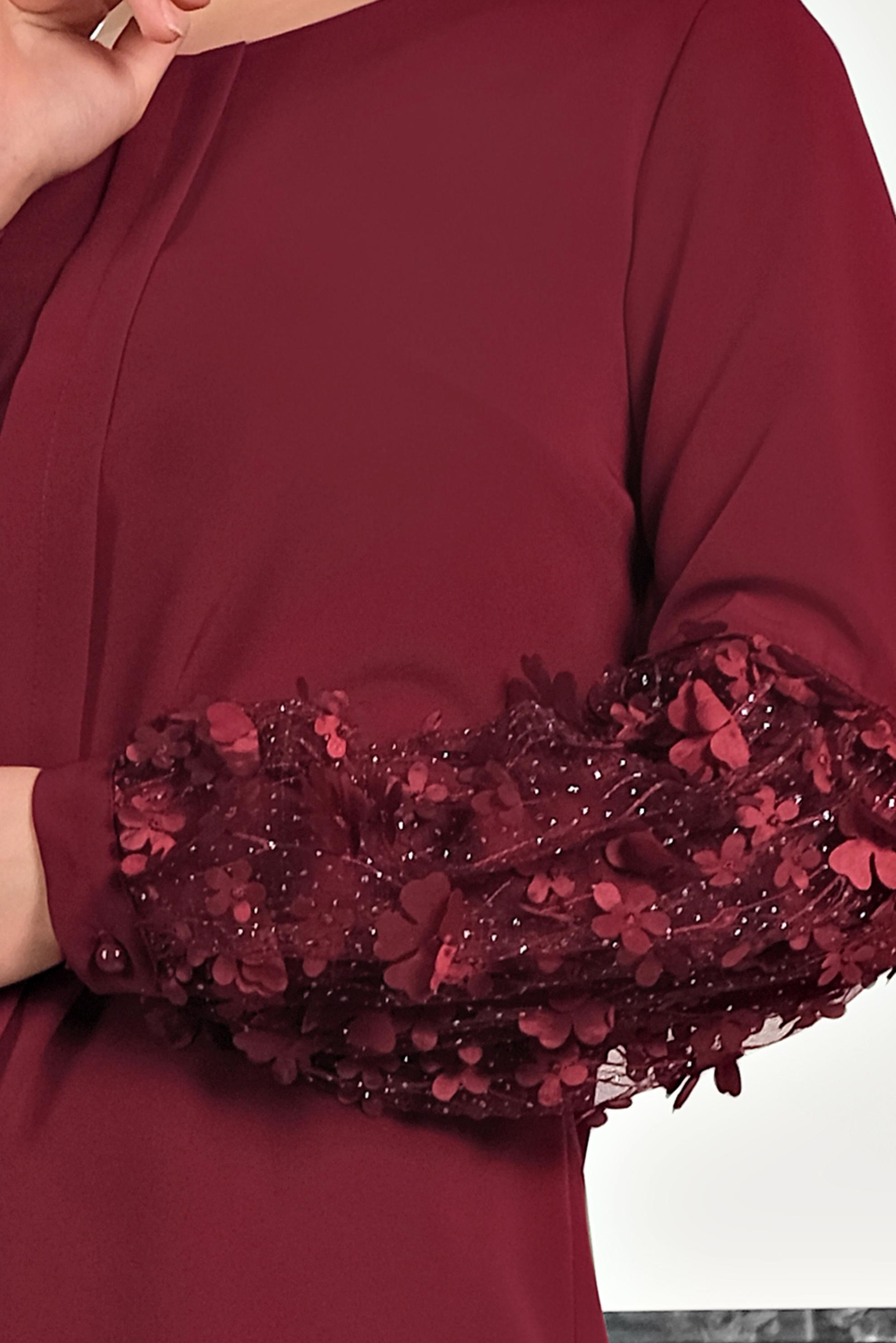 Hijab clothing CLARET RED FLOWER DETAIL BLOUSE 40532 