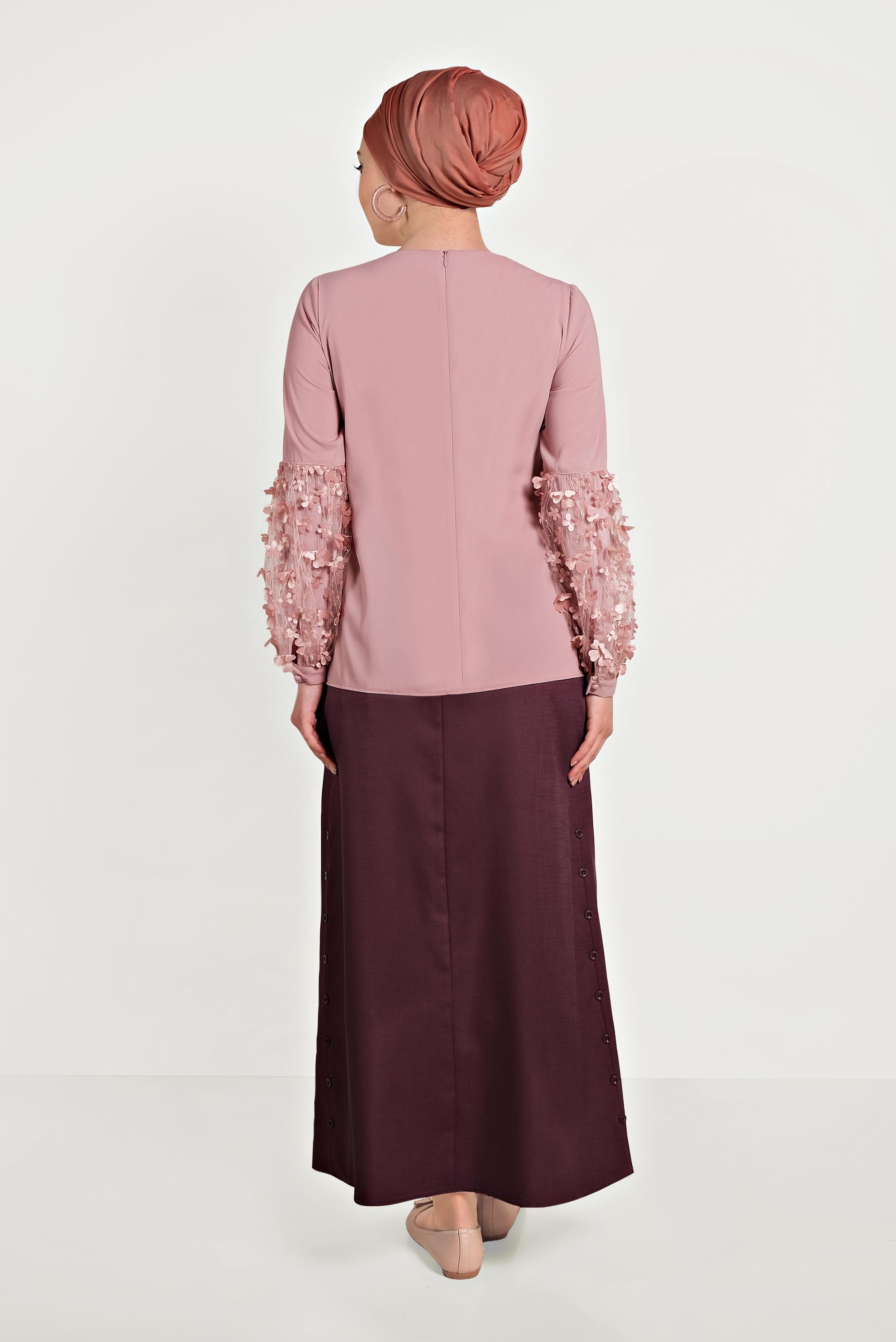 Hijab clothing PINK FLOWER DETAIL BLOUSE 40532 