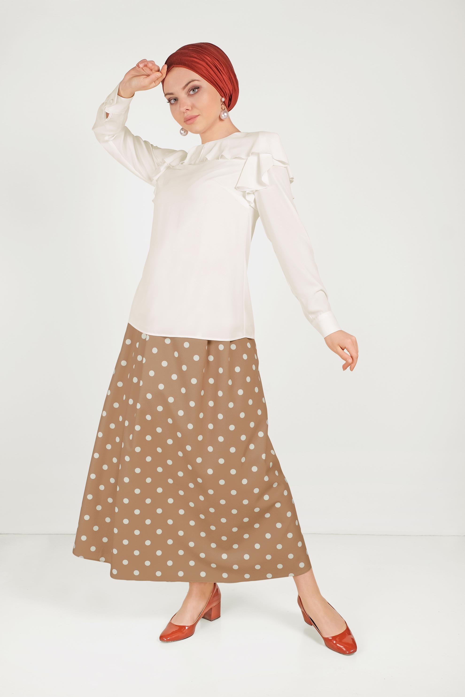 Hijab clothing WHITE RUFFLED CHIFFON BLOUSE 40539