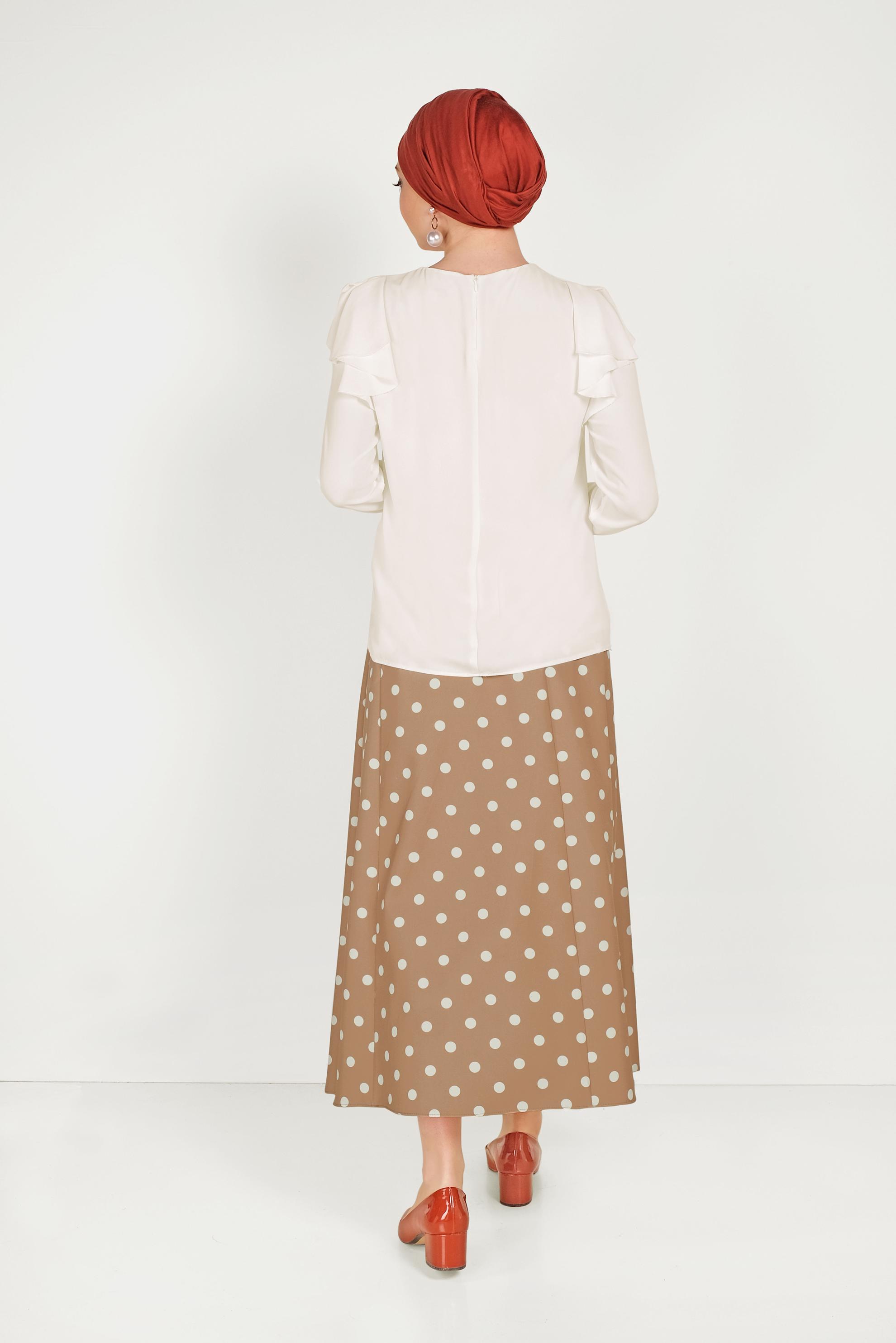 Hijab clothing WHITE RUFFLED CHIFFON BLOUSE 40539