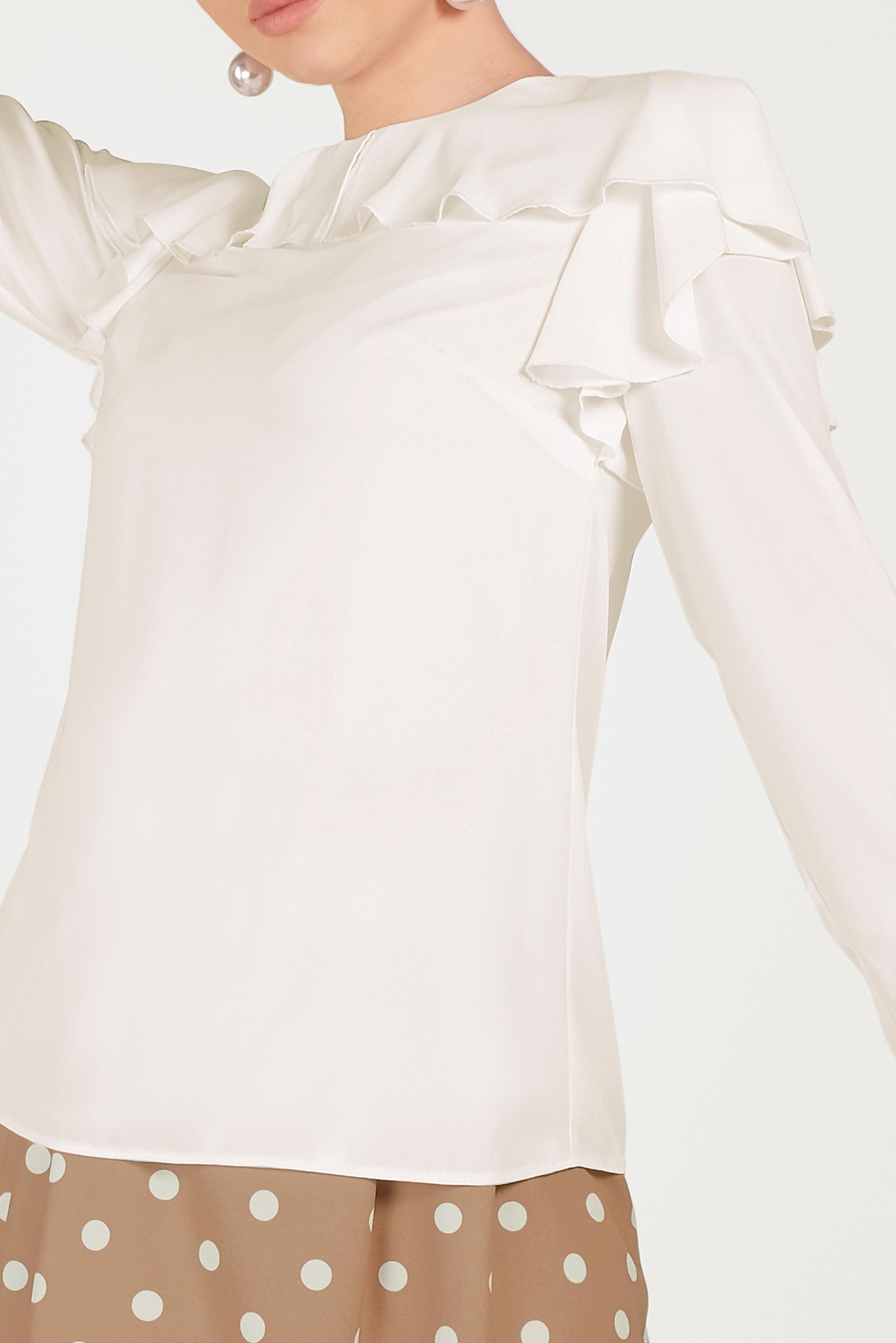 Hijab clothing WHITE RUFFLED CHIFFON BLOUSE 40539