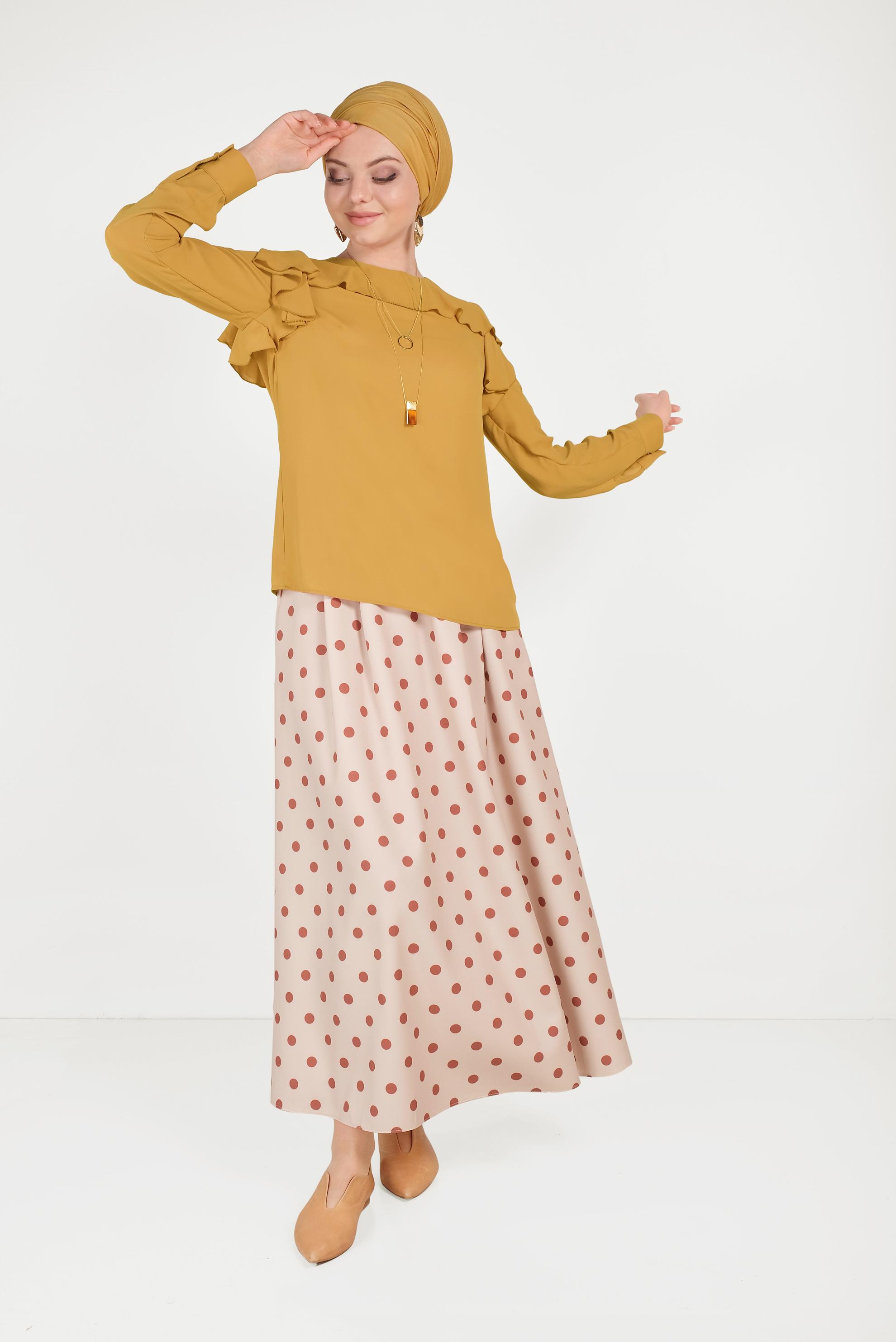 Hijab clothing YELLOW RUFFLED CHIFFON BLOUSE 40539