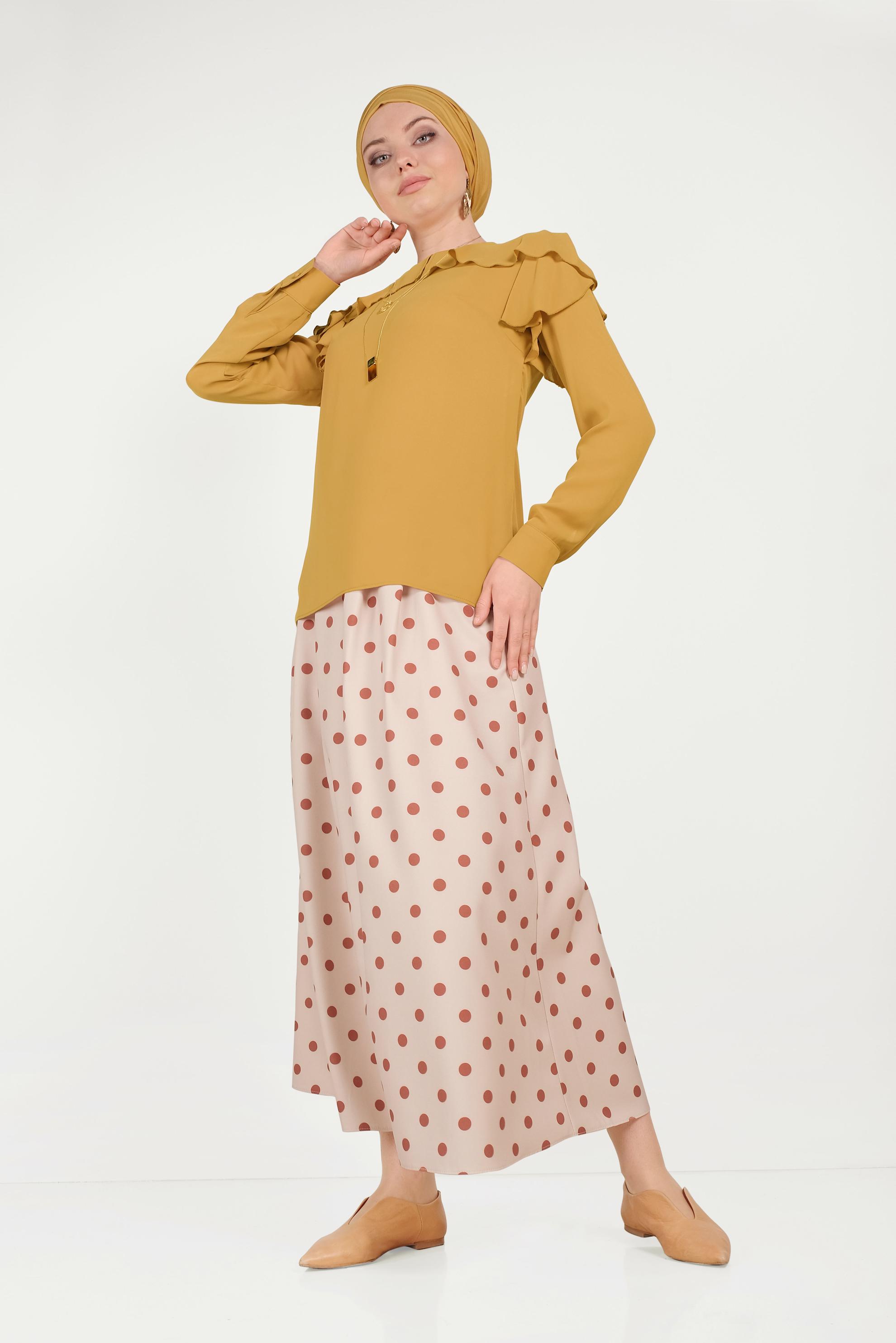 Hijab clothing YELLOW RUFFLED CHIFFON BLOUSE 40539