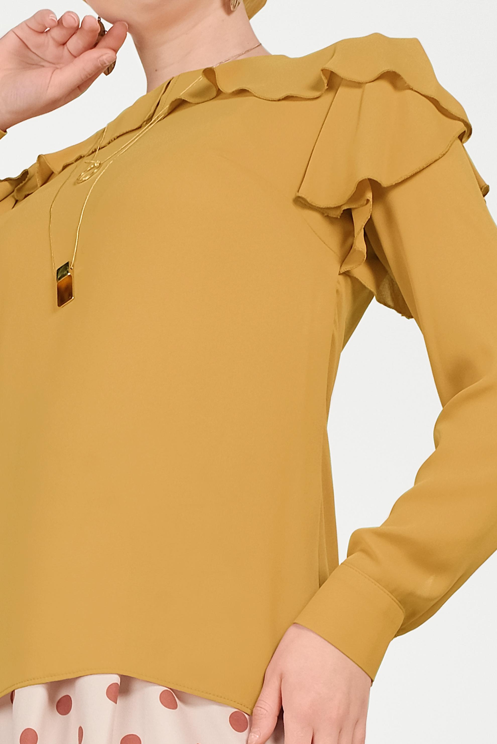 Hijab clothing YELLOW RUFFLED CHIFFON BLOUSE 40539