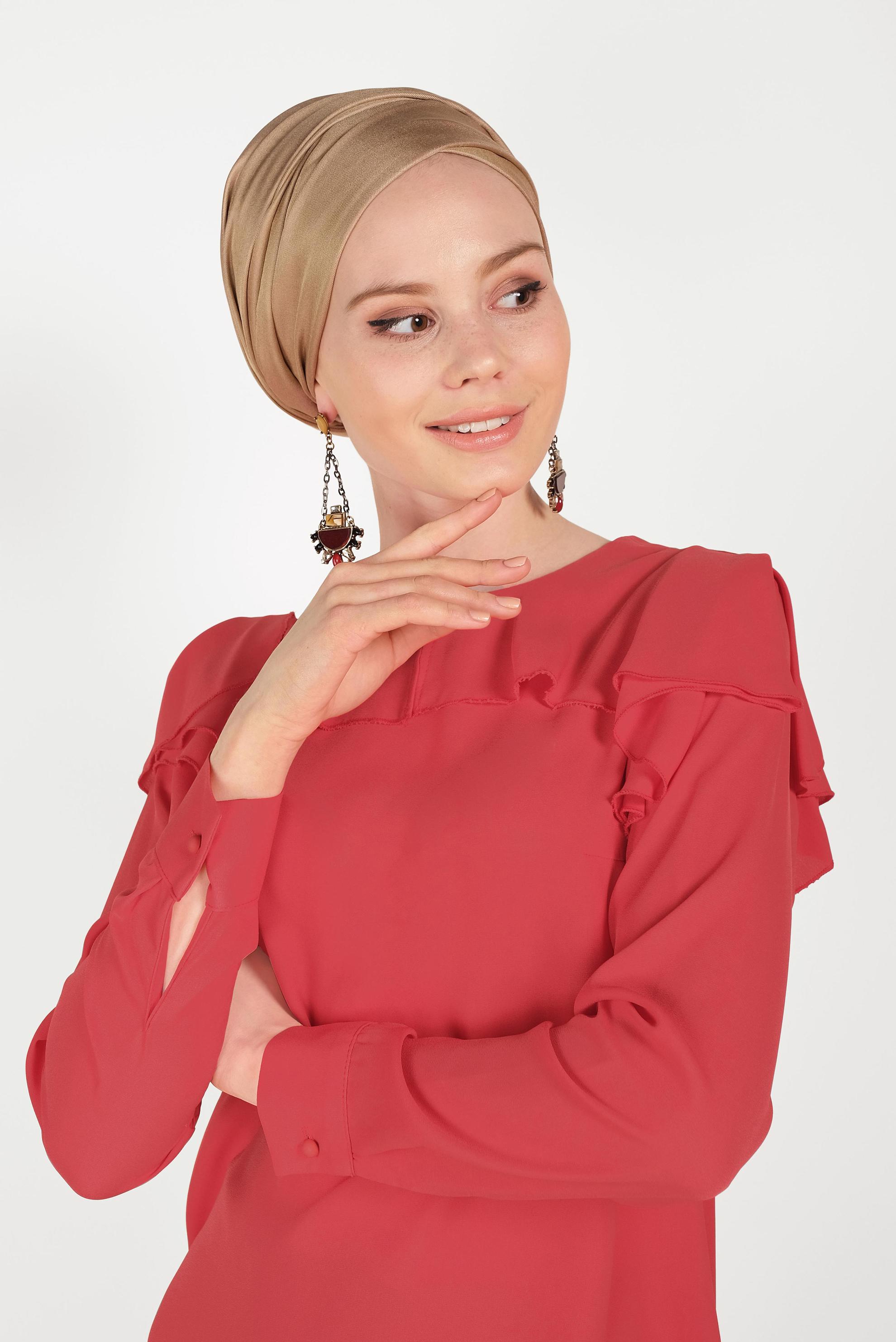 Hijab clothing CORAL RUFFLED CHIFFON BLOUSE 40539