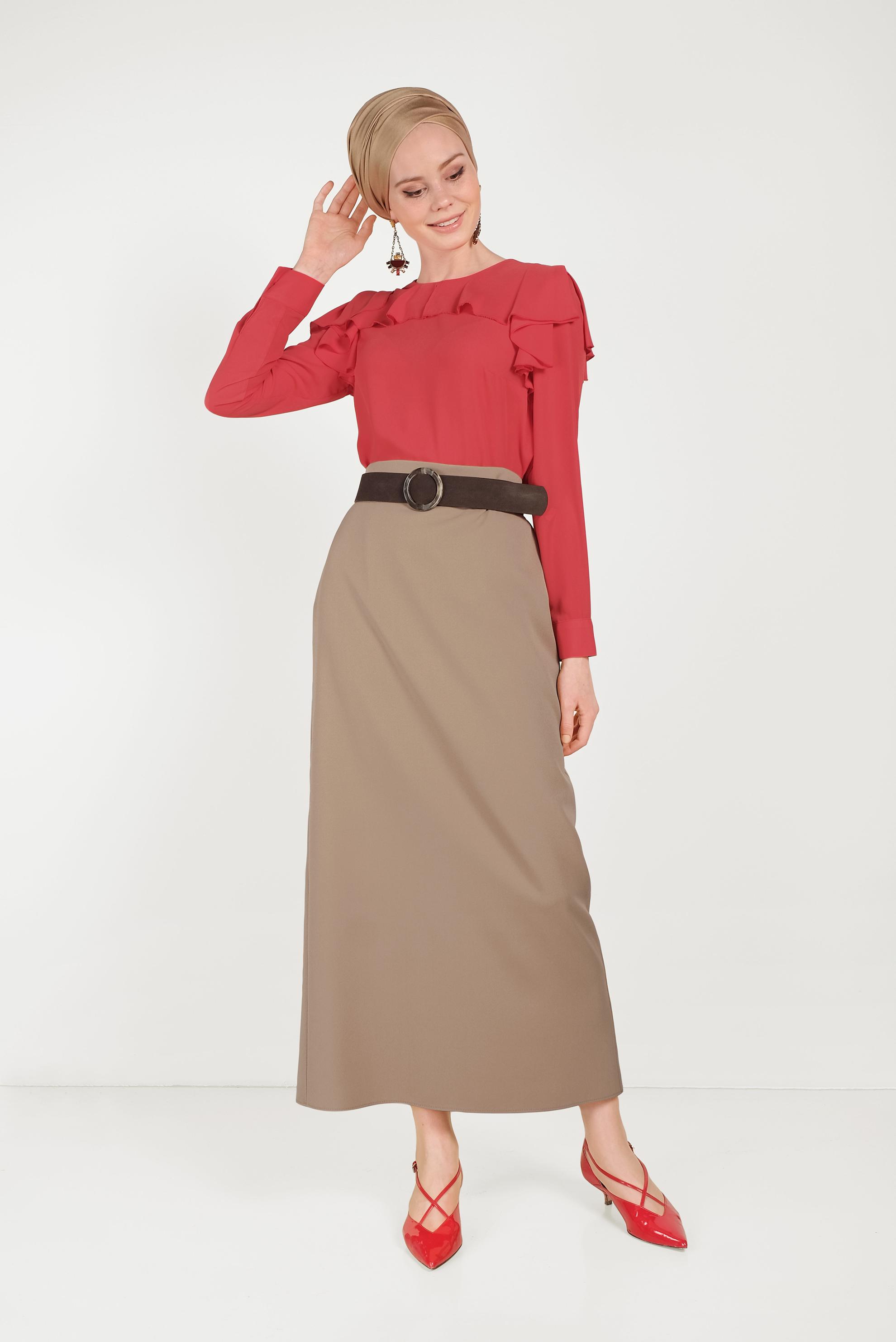 Hijab clothing CORAL RUFFLED CHIFFON BLOUSE 40539