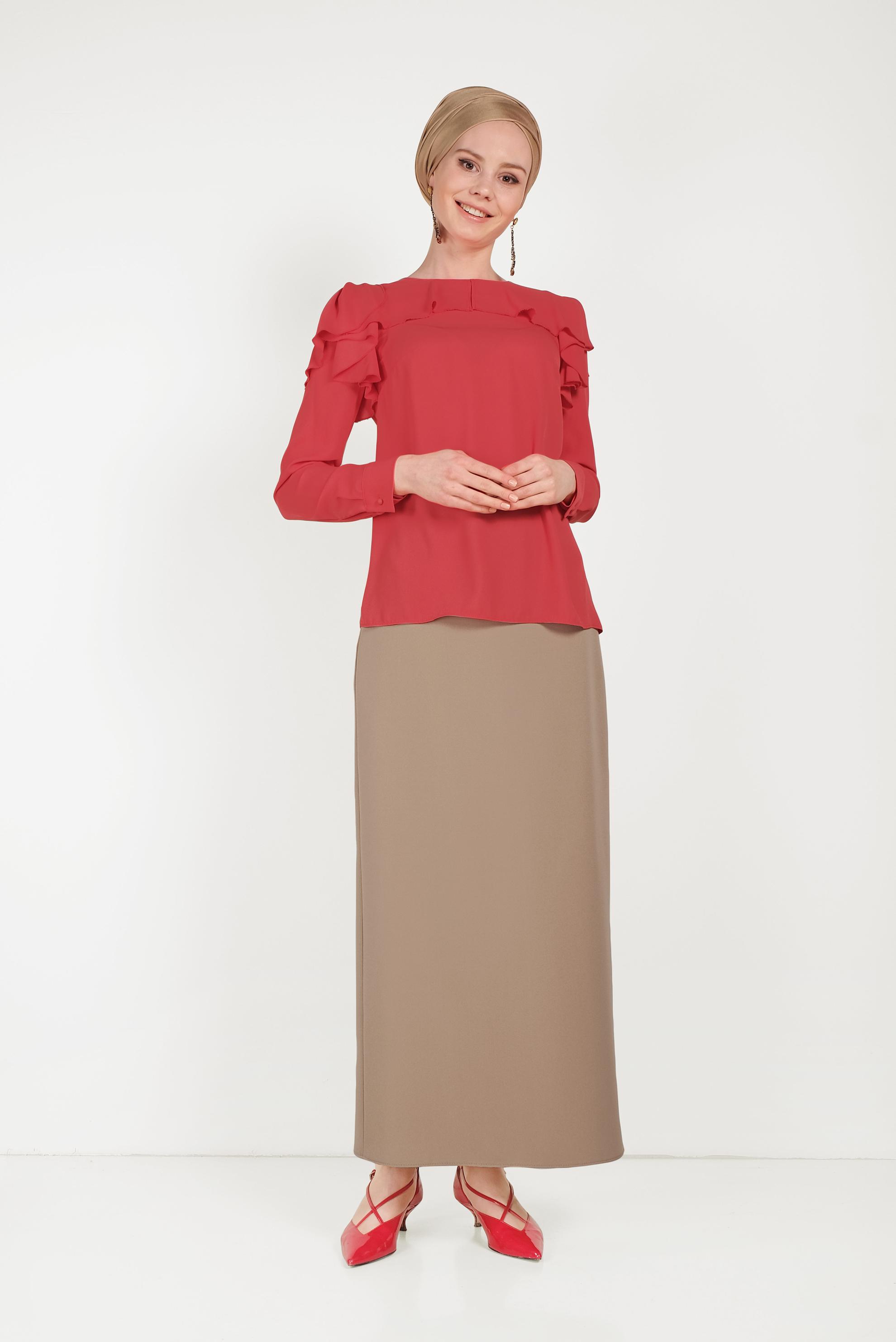 Hijab clothing CORAL RUFFLED CHIFFON BLOUSE 40539