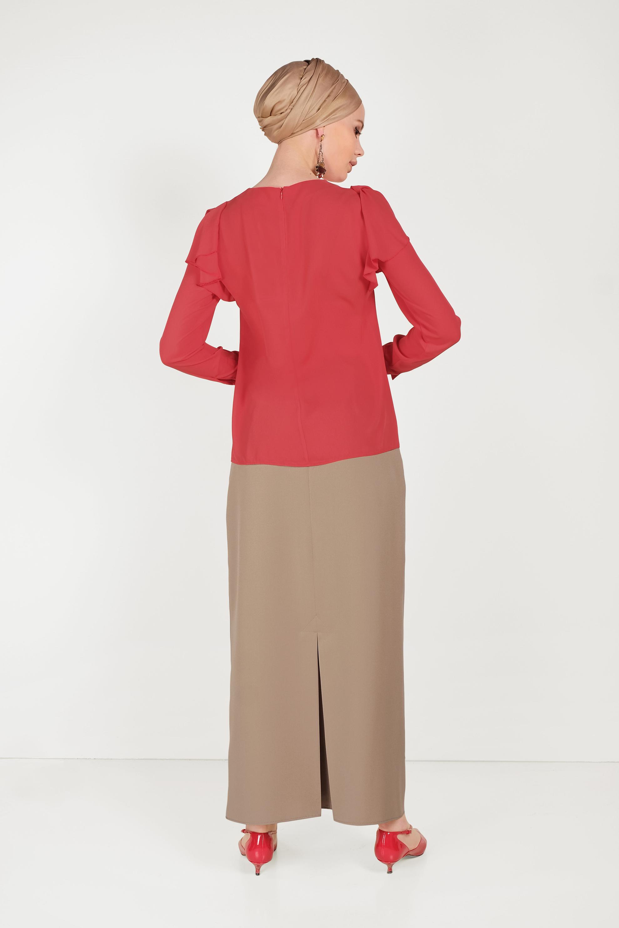 Hijab clothing CORAL RUFFLED CHIFFON BLOUSE 40539