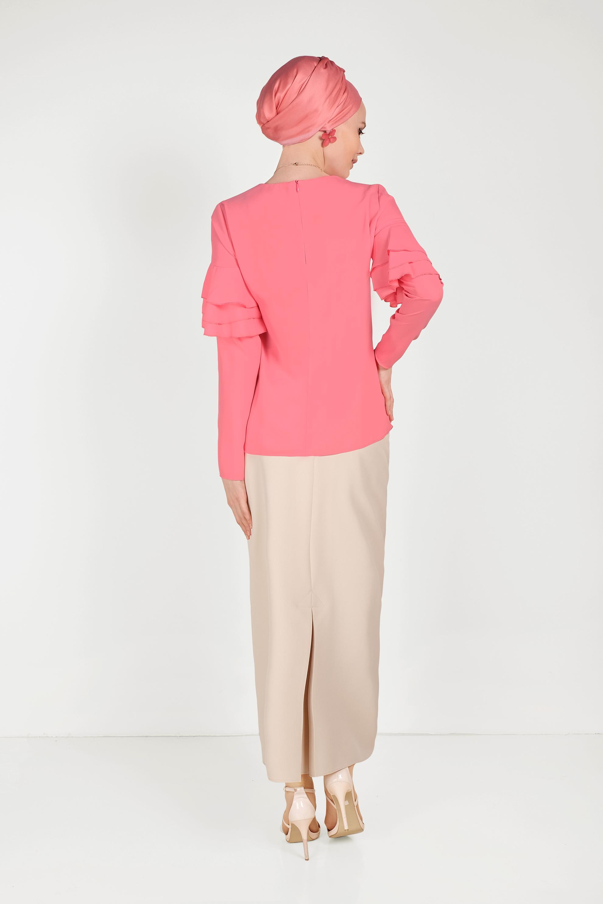 Hijab clothing PINK RUFFLED CHIFFON BLOUSE 40539