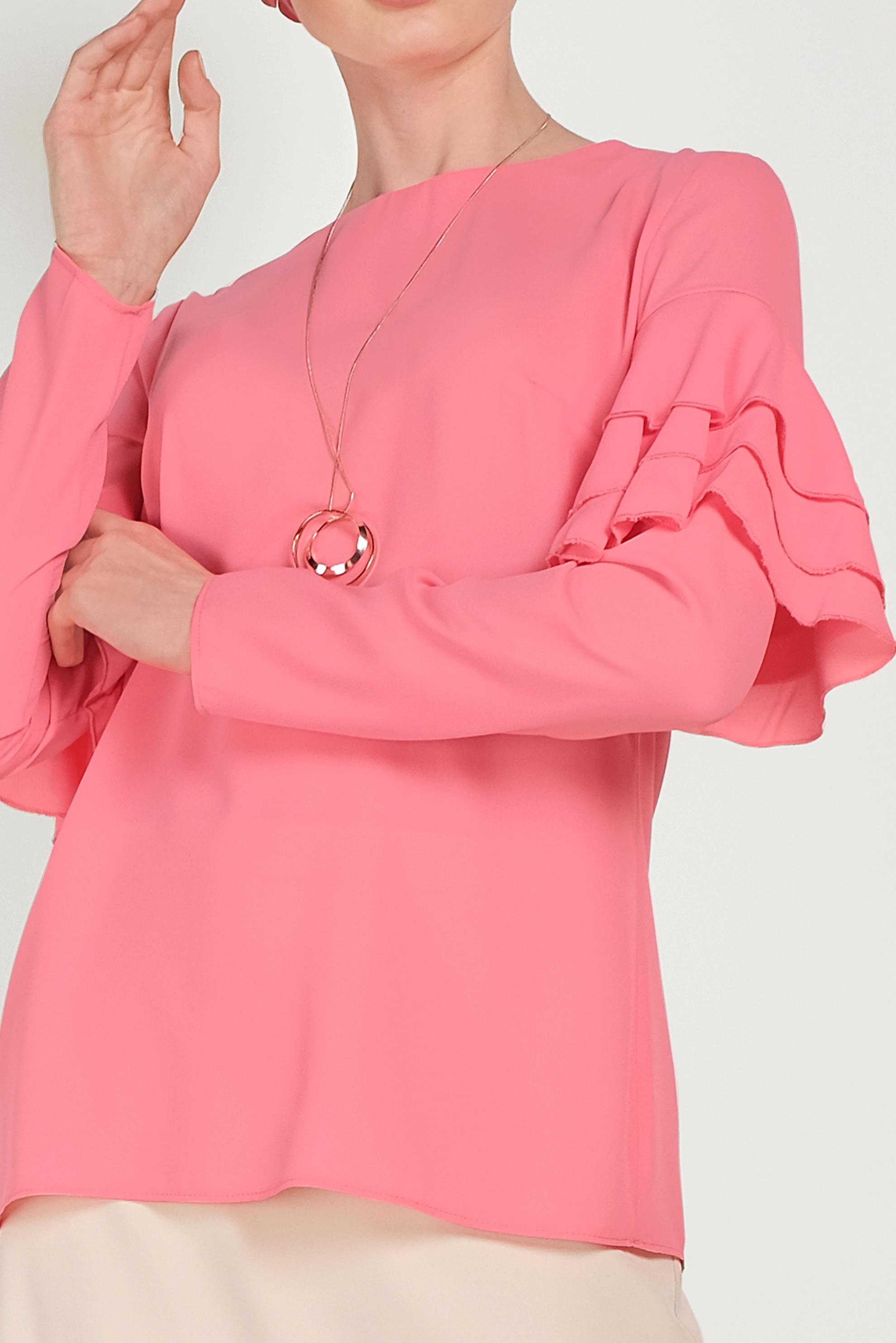 Hijab clothing PINK RUFFLED CHIFFON BLOUSE 40539