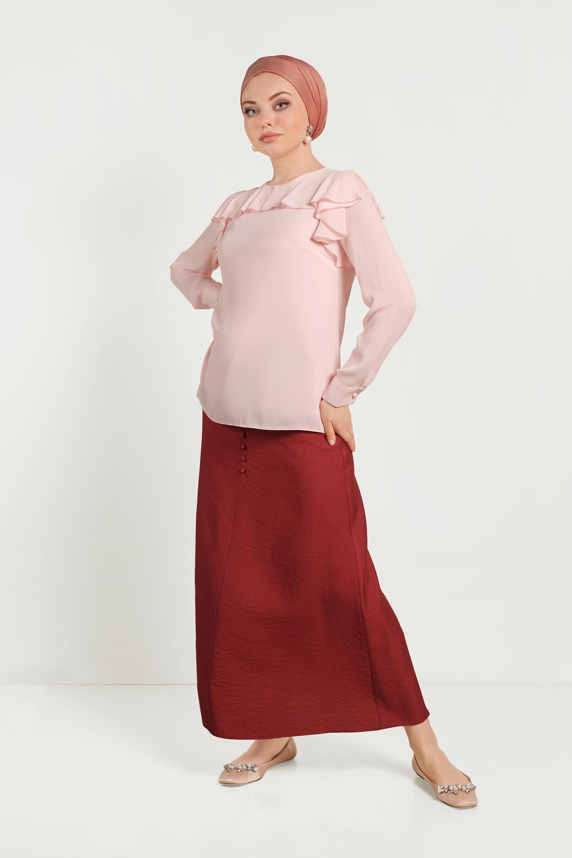 Hijab clothing POWDER RUFFLED CHIFFON BLOUSE 40539