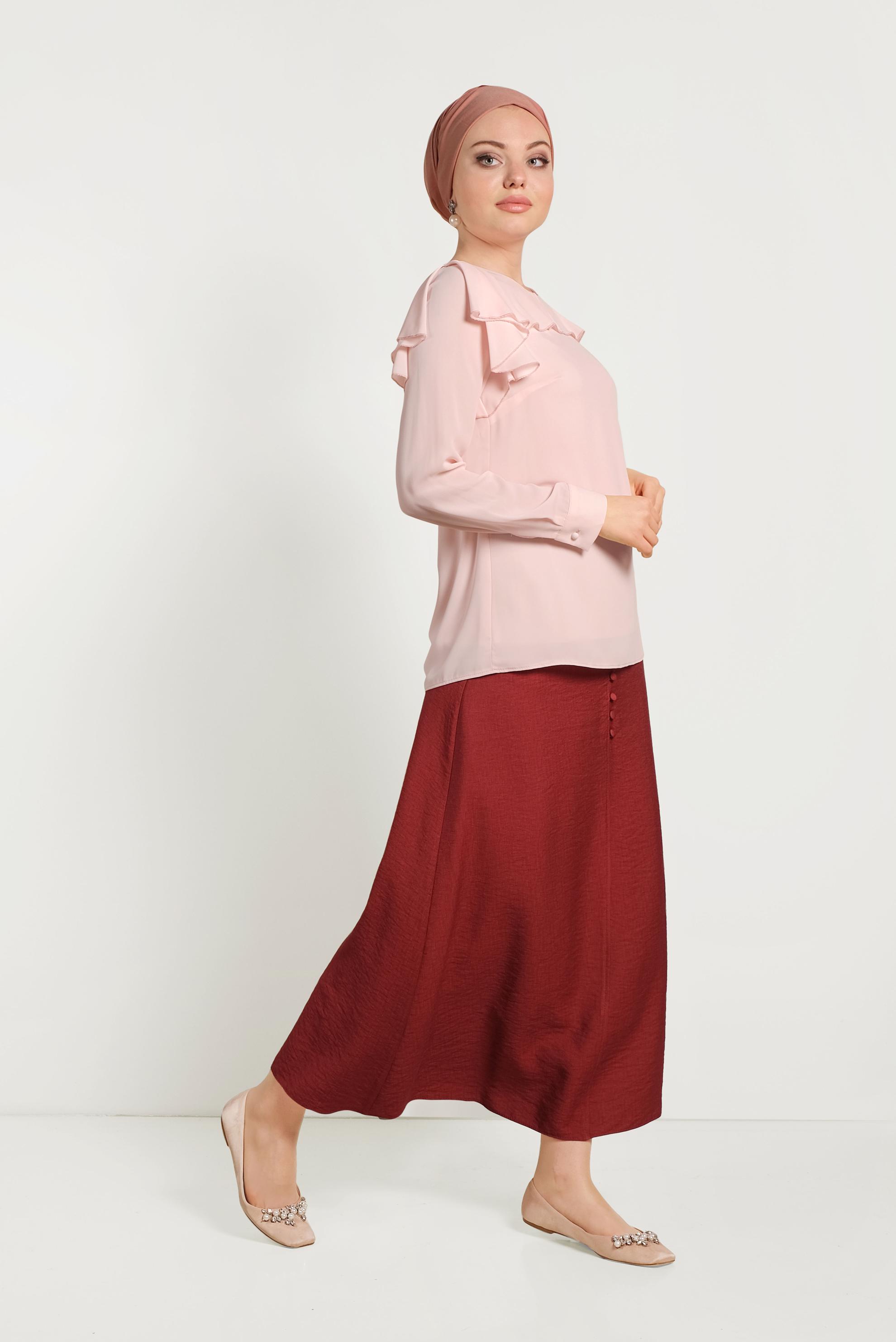 Hijab clothing POWDER RUFFLED CHIFFON BLOUSE 40539