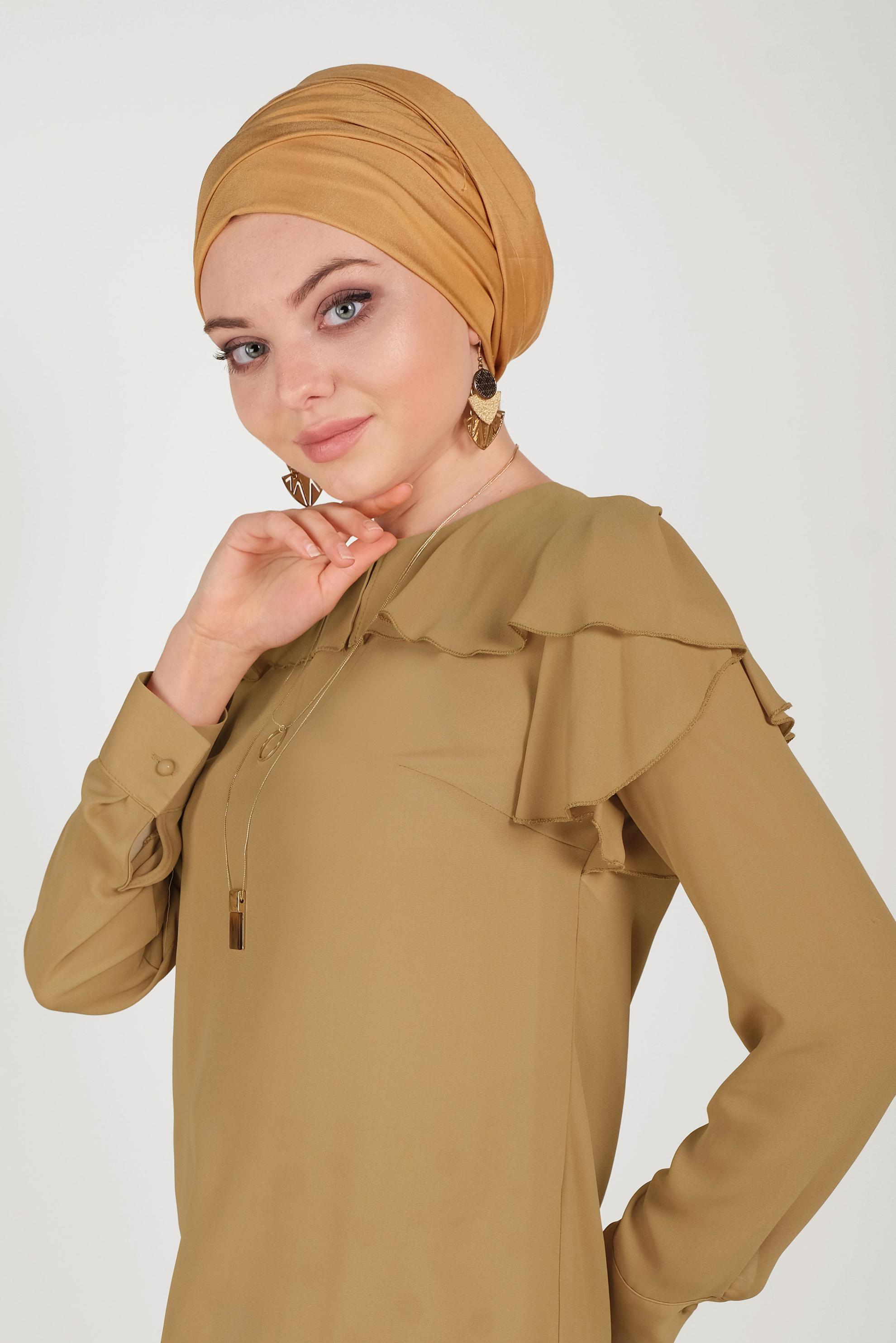 Hijab clothing YELLOW RUFFLED CHIFFON BLOUSE 40539