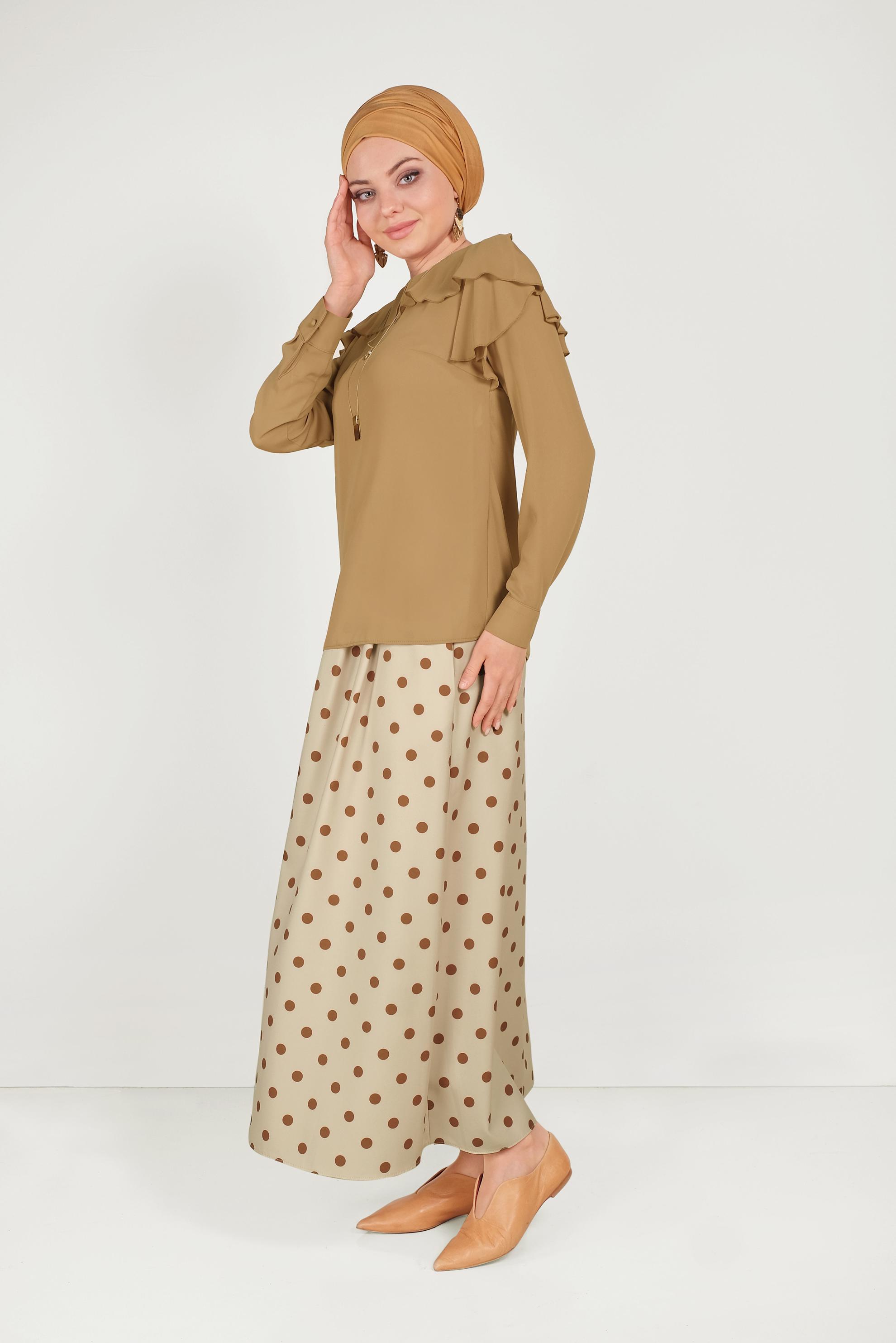 Hijab clothing YELLOW RUFFLED CHIFFON BLOUSE 40539