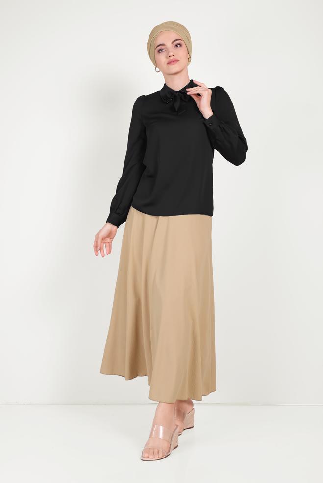 Tesettür giyim  YAKASI İNCİLİ BLUZ 40603 - ALVİNA
