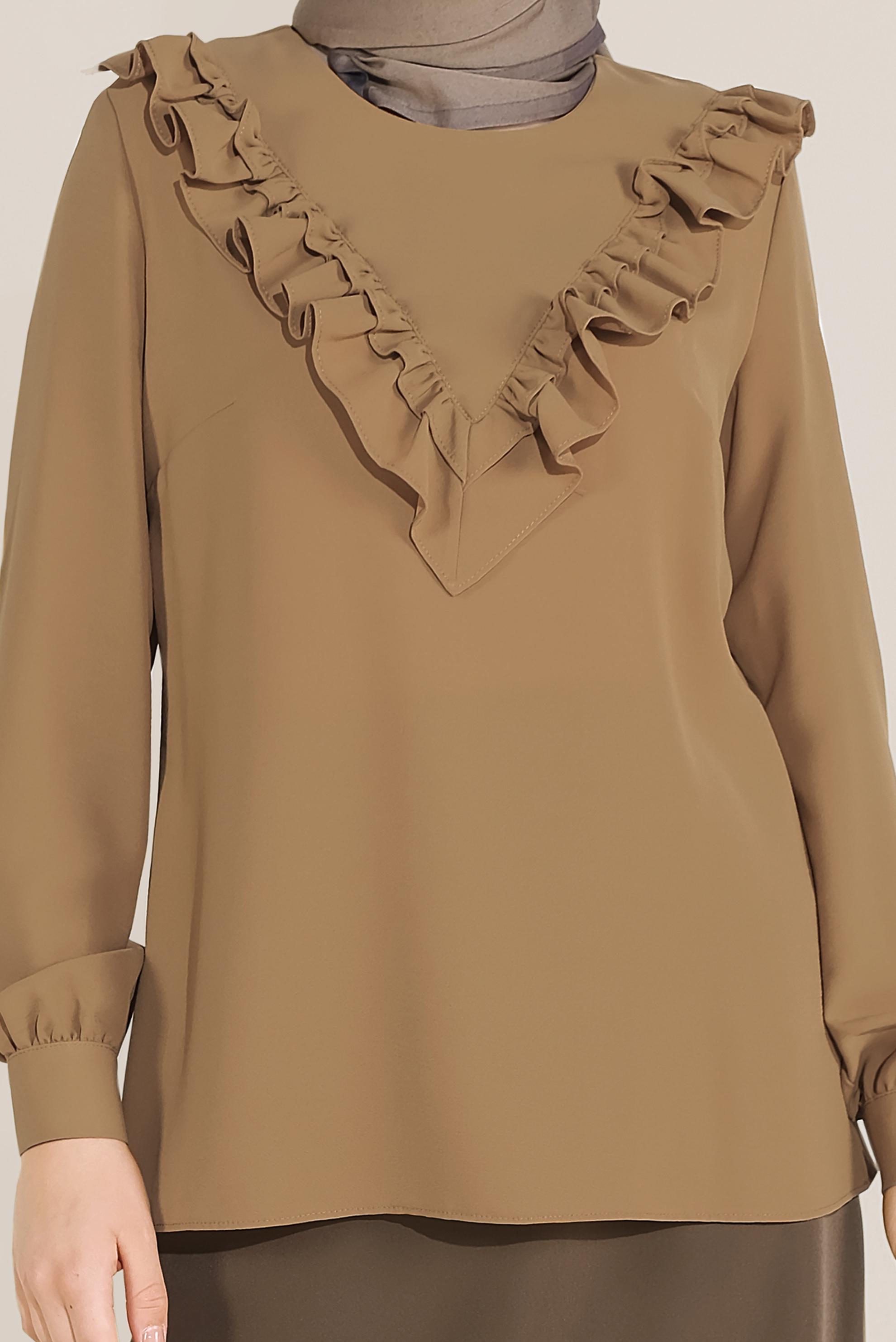 Tesettür giyim SARI FIRFIR DETAYLI BLUZ 40752