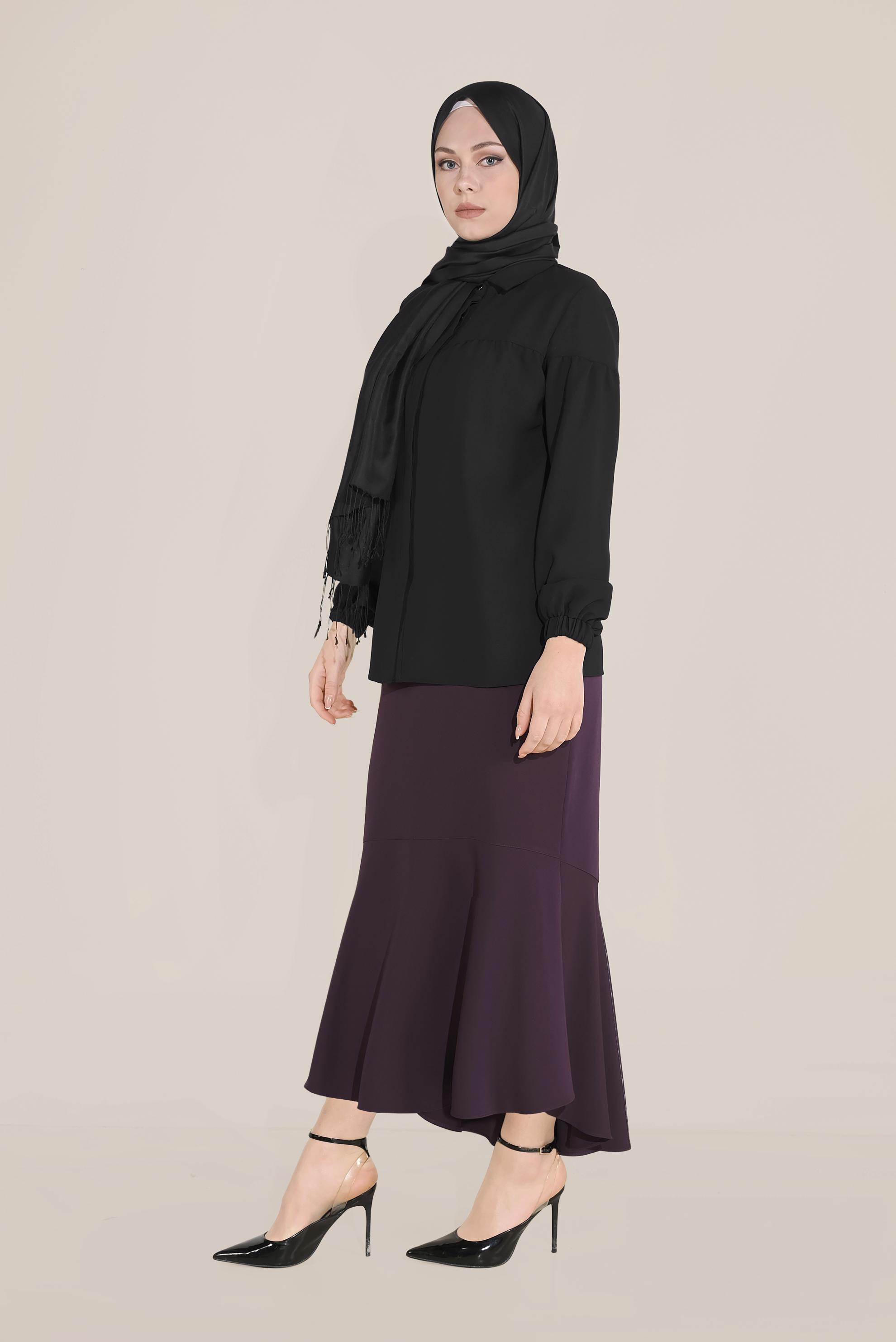 Hijab clothing BLACK BLOUSE CUFFS WITH RUBBERS 40754