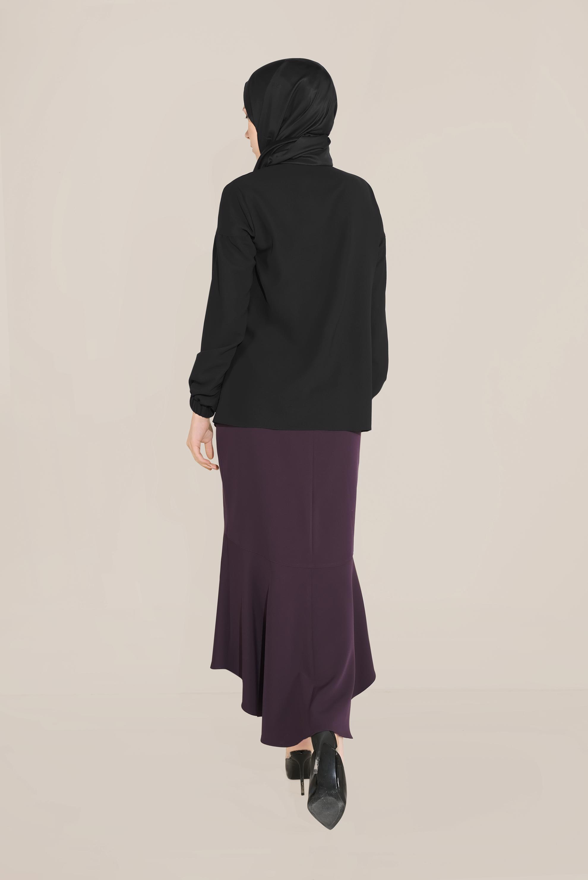Hijab clothing BLACK BLOUSE CUFFS WITH RUBBERS 40754