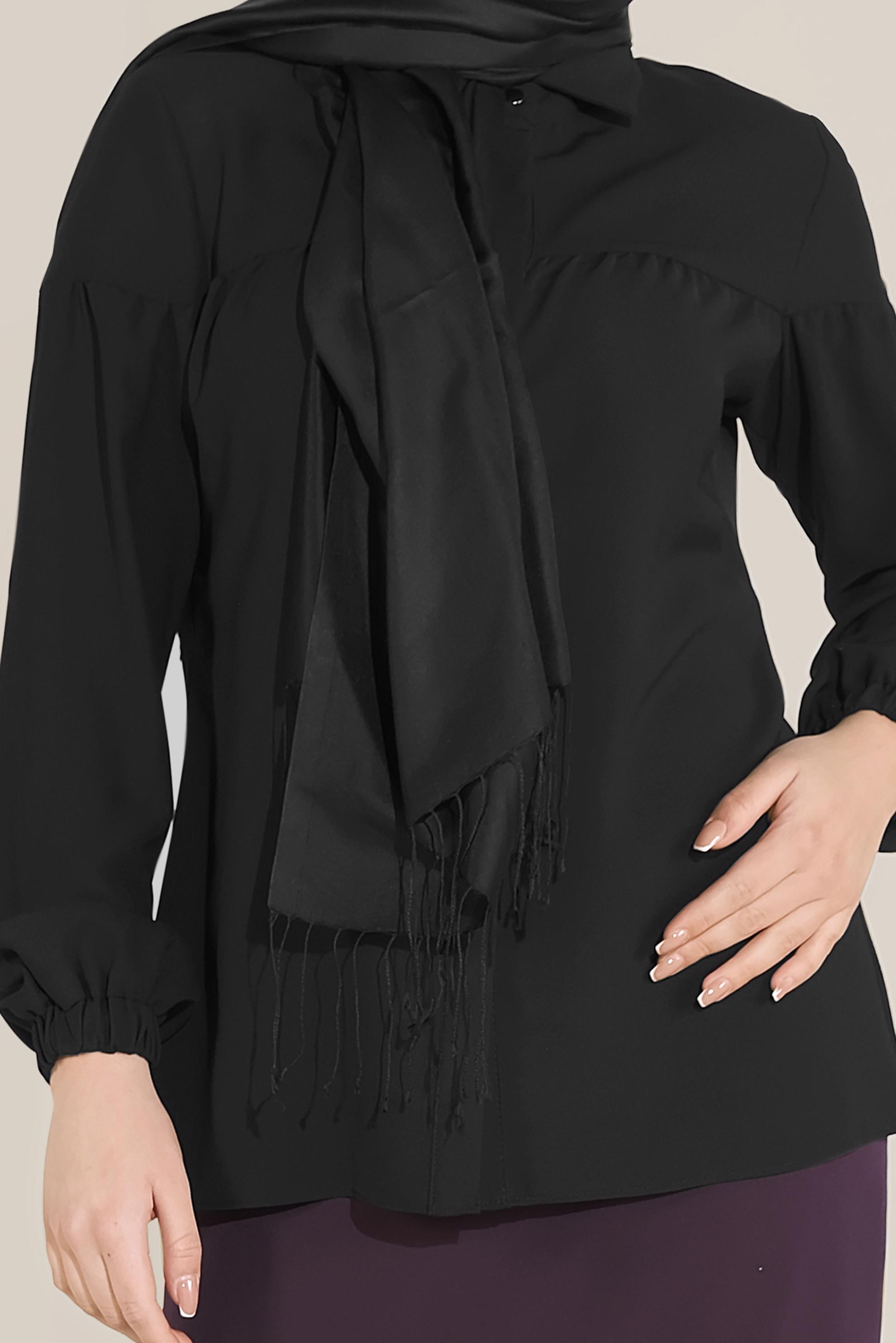 Hijab clothing BLACK BLOUSE CUFFS WITH RUBBERS 40754