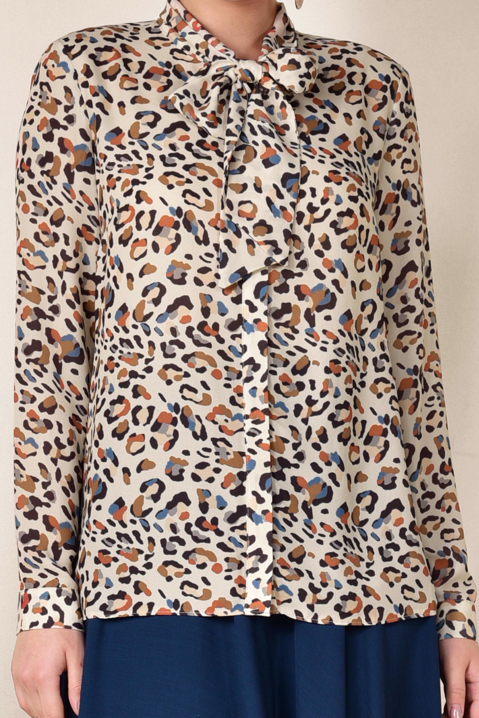 Tesettür giyim BEJ YAKASI BAĞCIKLI BLUZ 4083