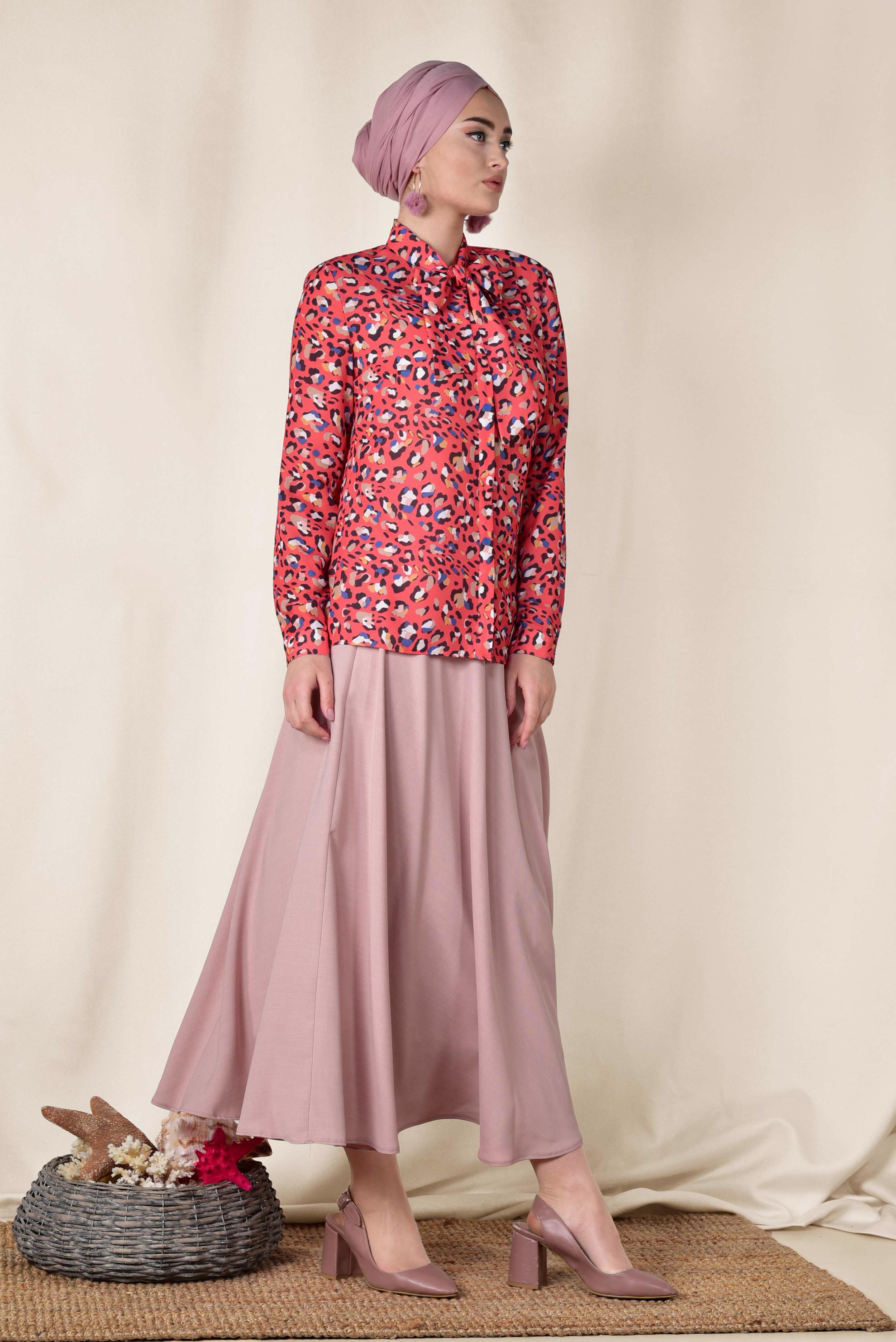 Tesettür giyim MERCAN YAKASI BAĞCIKLI BLUZ 4083