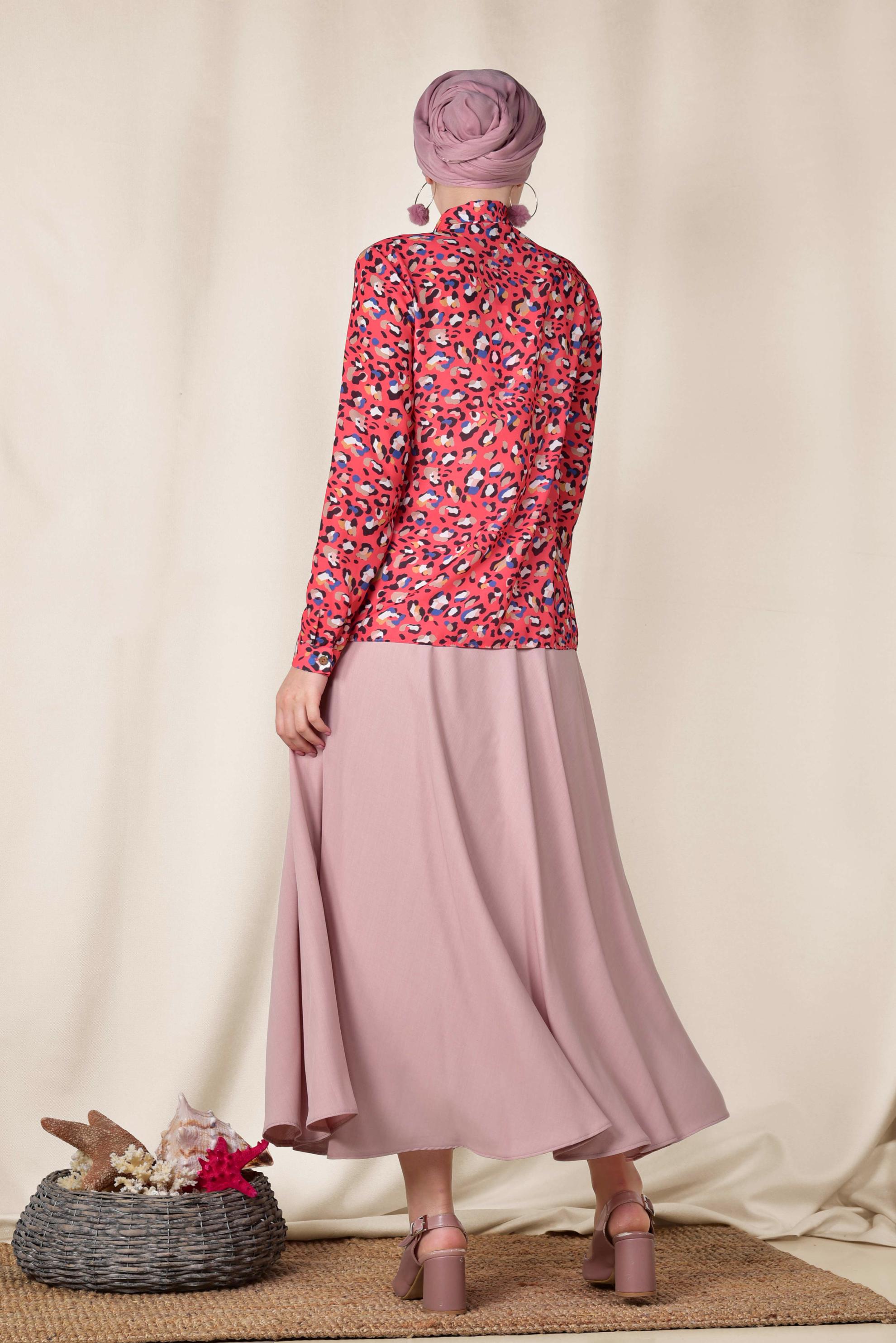 Tesettür giyim MERCAN YAKASI BAĞCIKLI BLUZ 4083