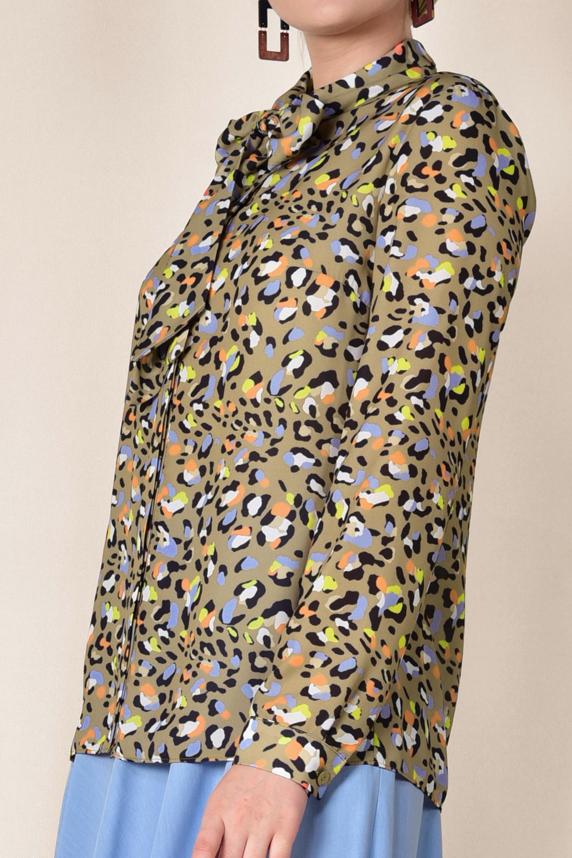 Tesettür giyim KAHVE YAKASI BAĞCIKLI BLUZ 4083