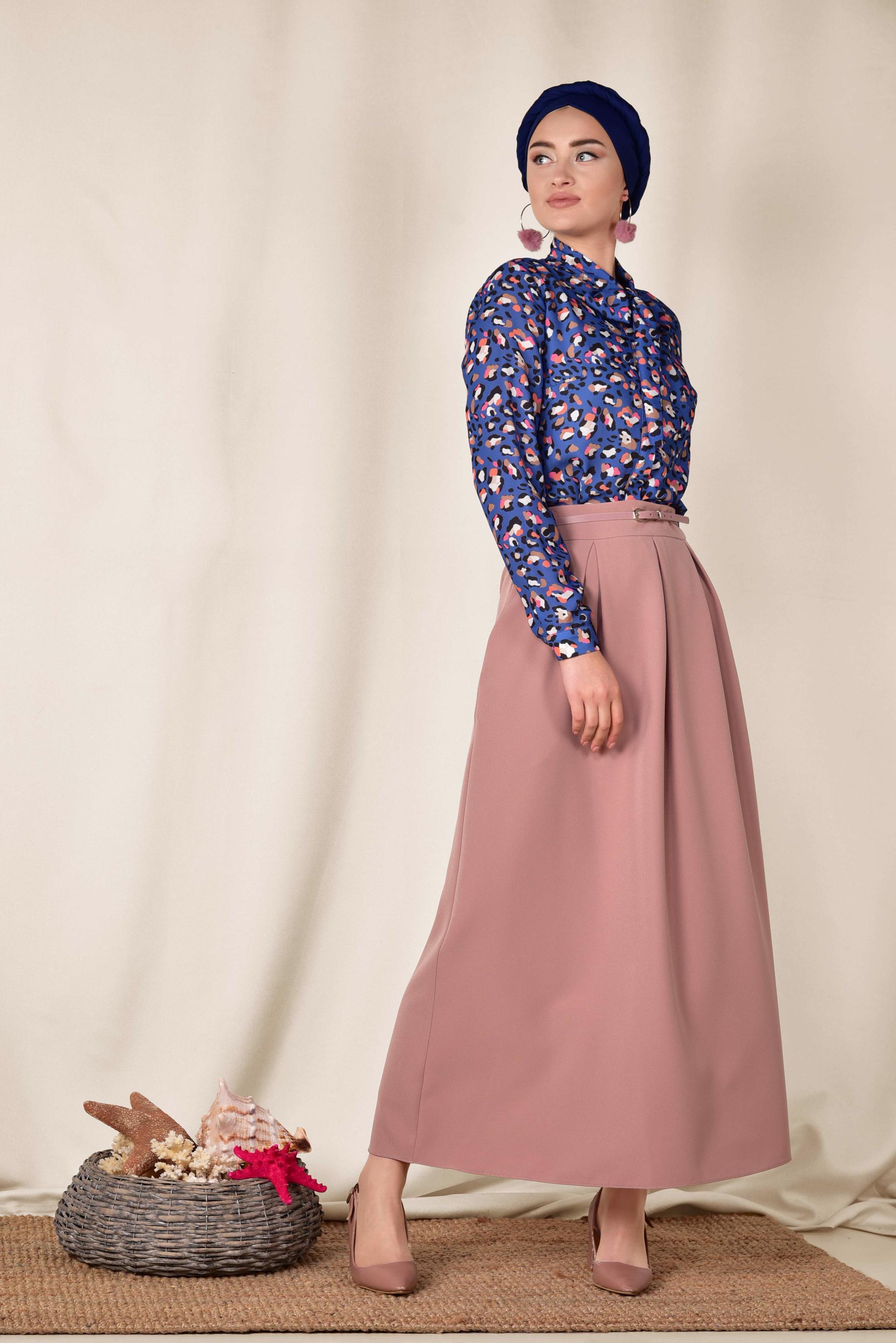 Hijab clothing NAVY BLUE TIE DETAIL BLOUSE 4083 