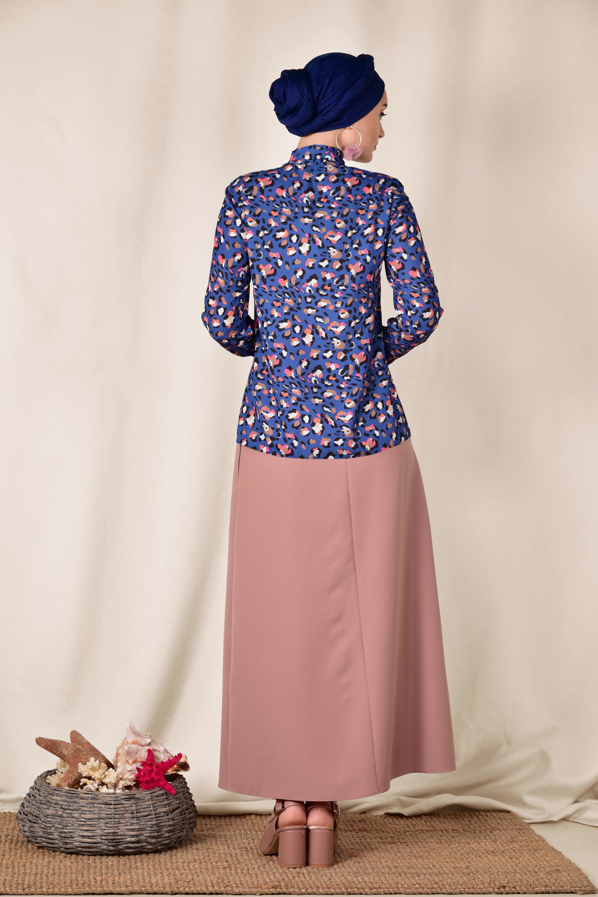 Hijab clothing NAVY BLUE TIE DETAIL BLOUSE 4083 