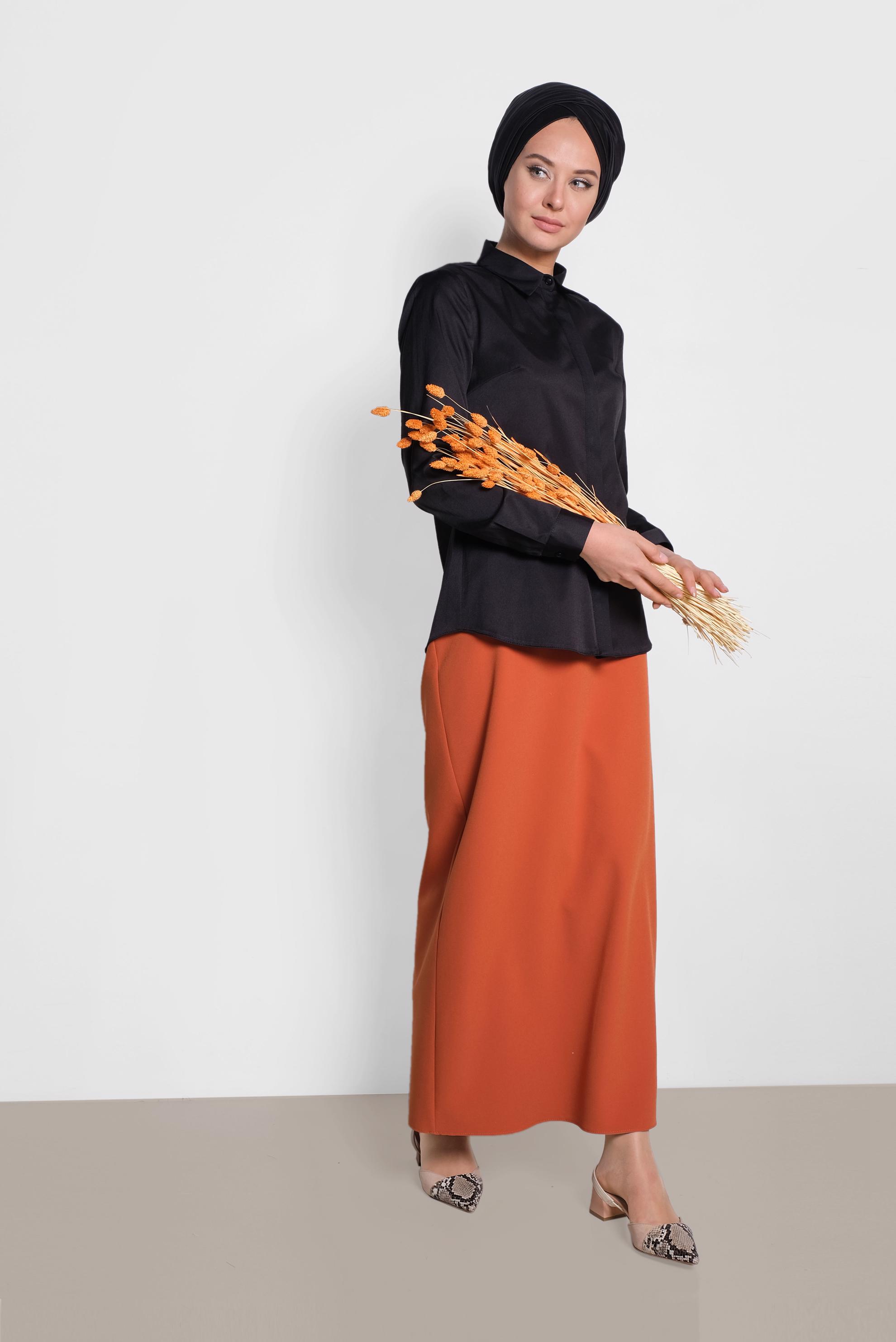 Tesettür giyim SİYAH SATEN BLUZ 4093