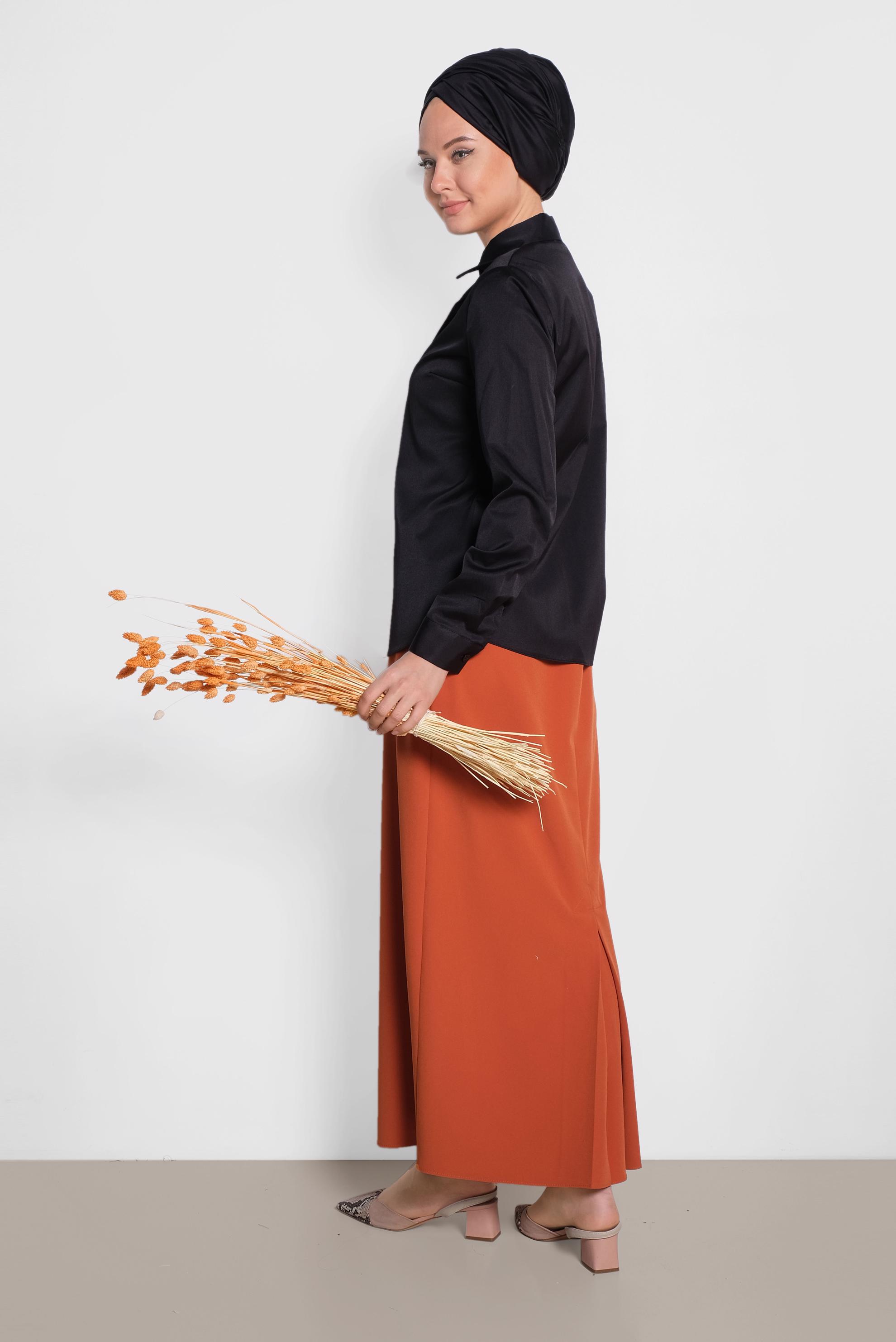 Tesettür giyim SİYAH SATEN BLUZ 4093