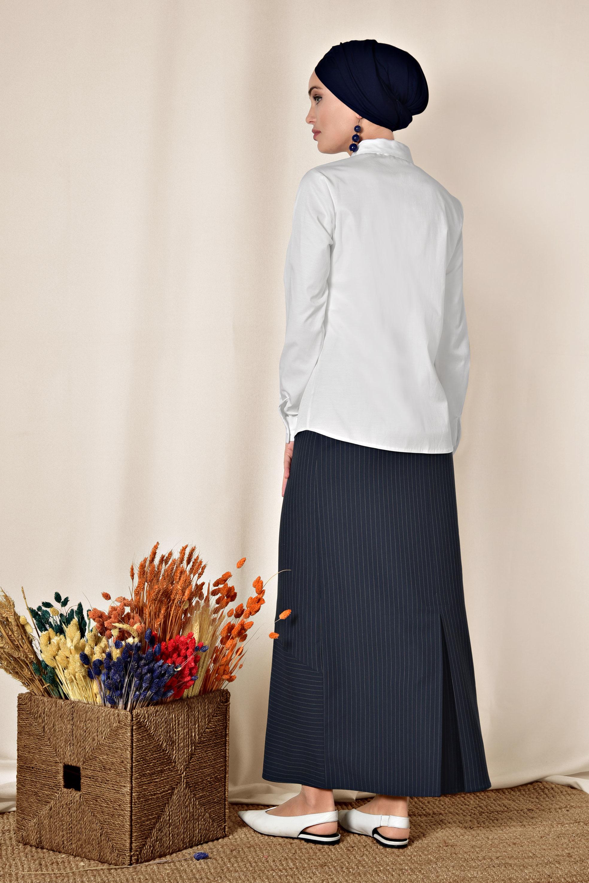 Tesettür giyim BEYAZ SATEN BLUZ 4093