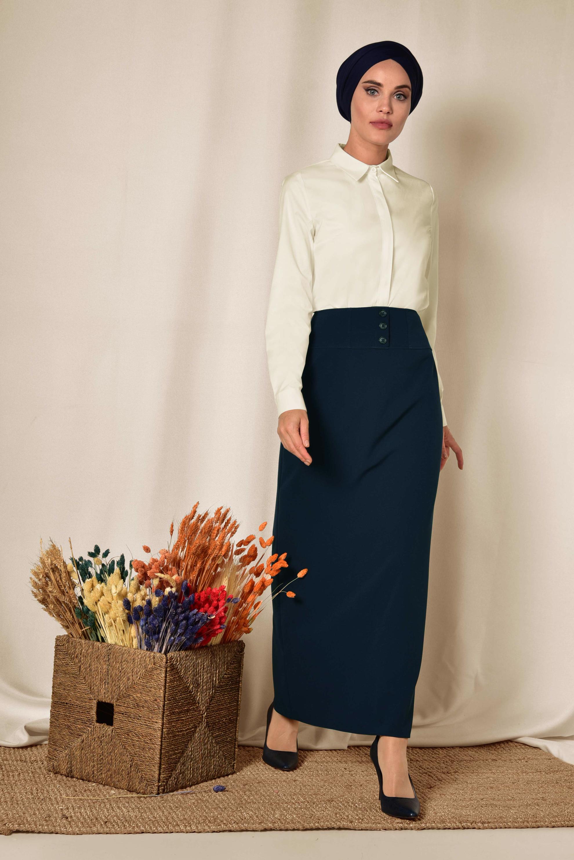 Hijab clothing WHITE SATIN BLOUSE 4093 