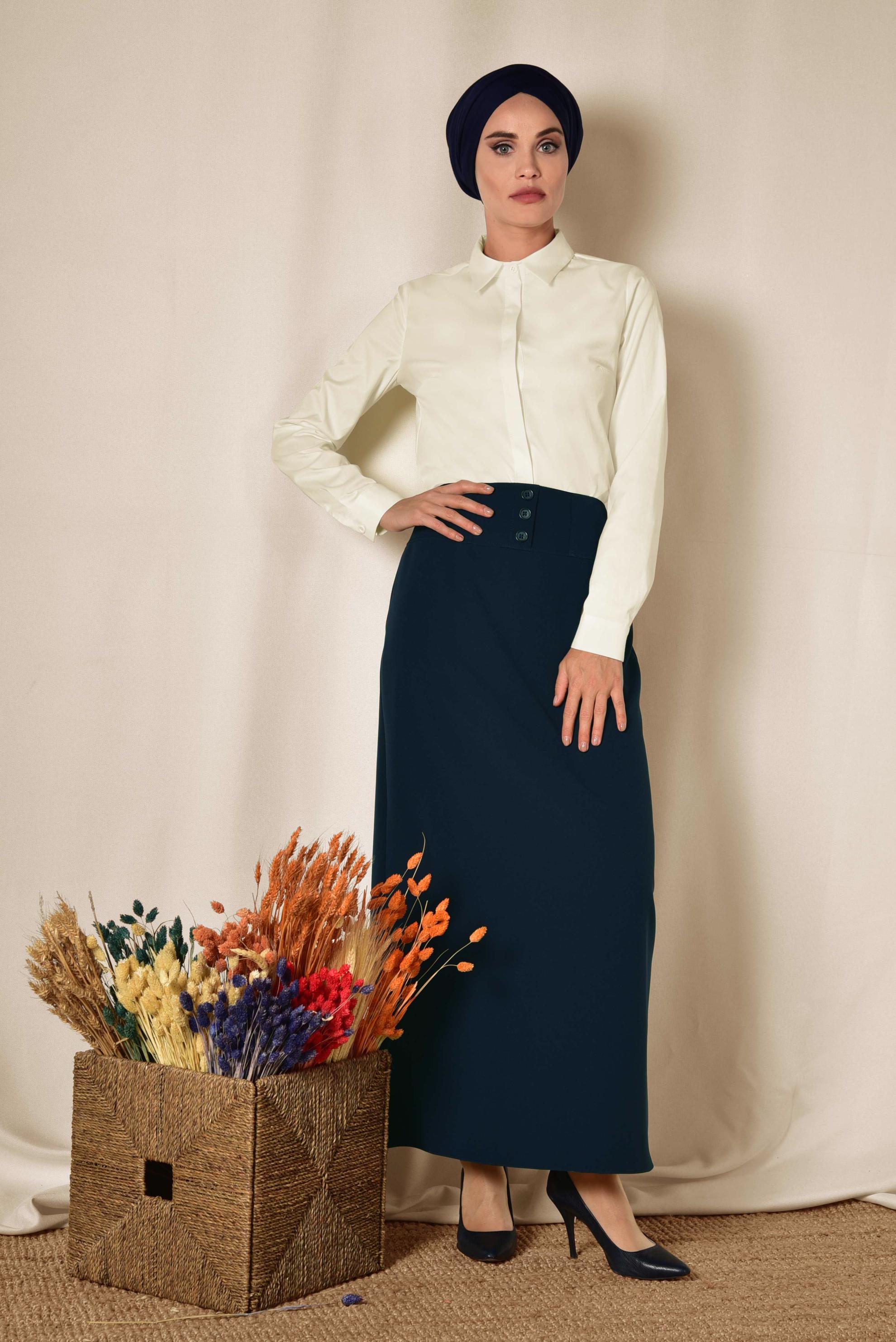 Hijab clothing WHITE SATIN BLOUSE 4093 