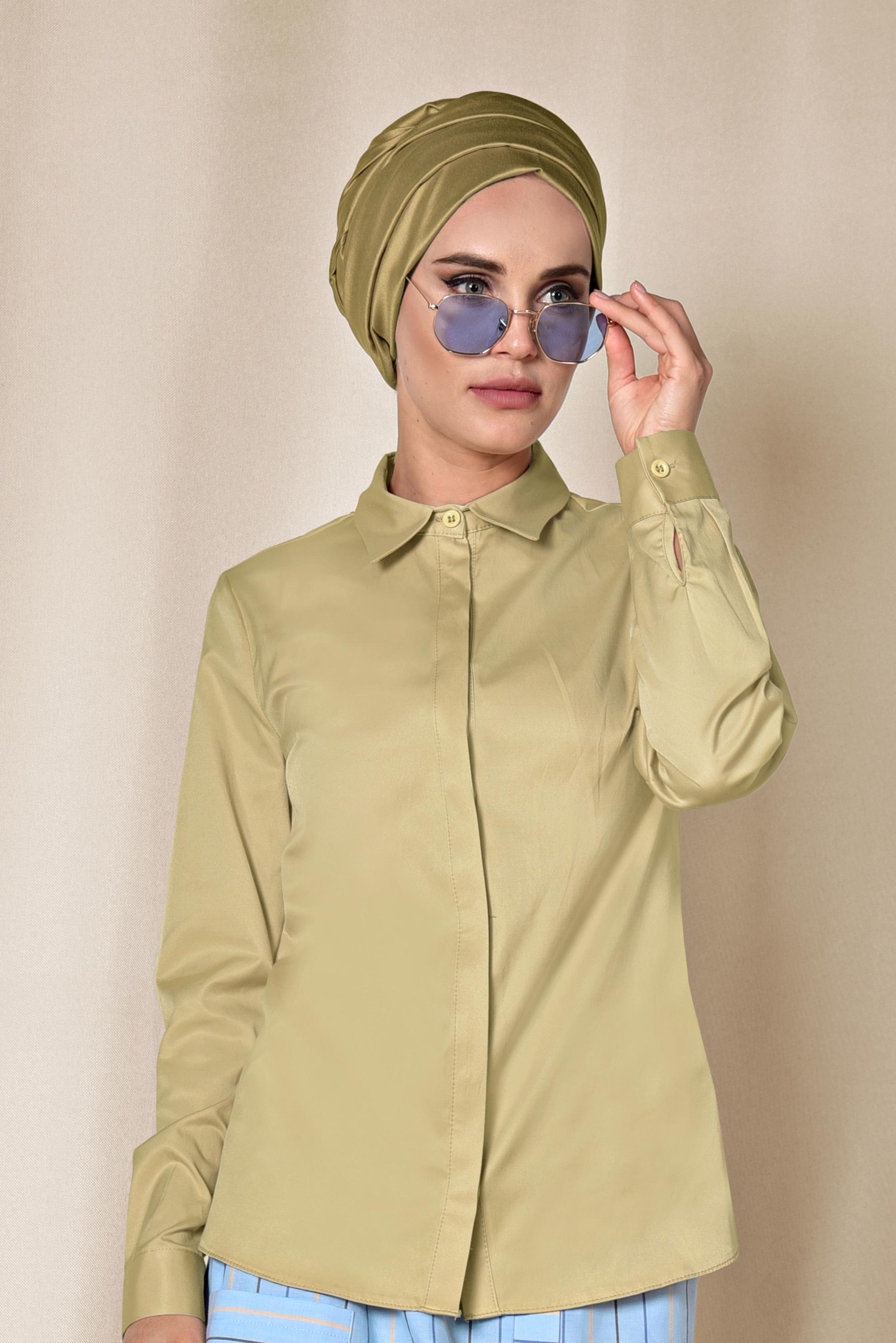 Hijab clothing YELLOW SATIN BLOUSE 4093 