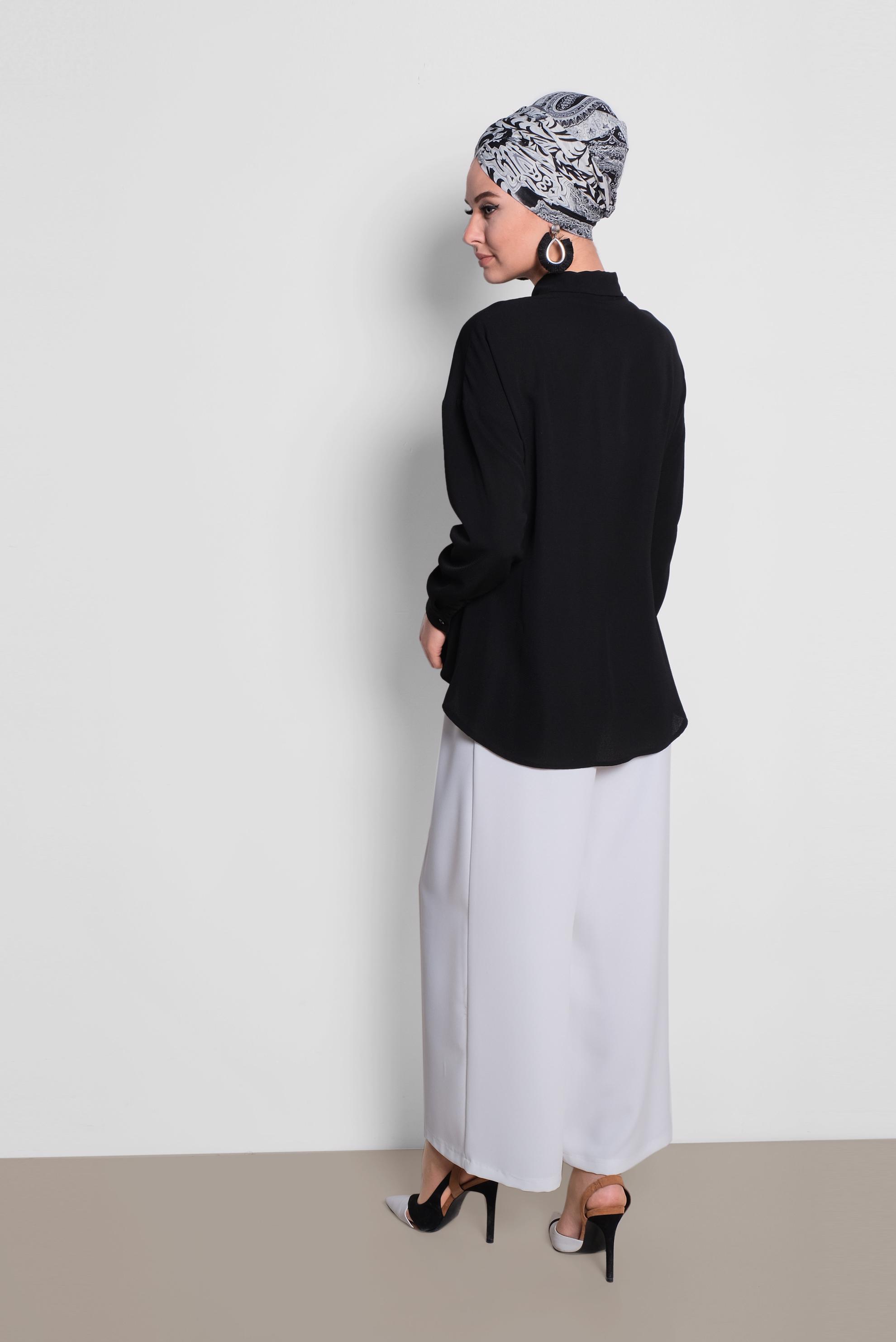 Hijab clothing BLACK SMOCKING DETAIL BLOUSE 4281 