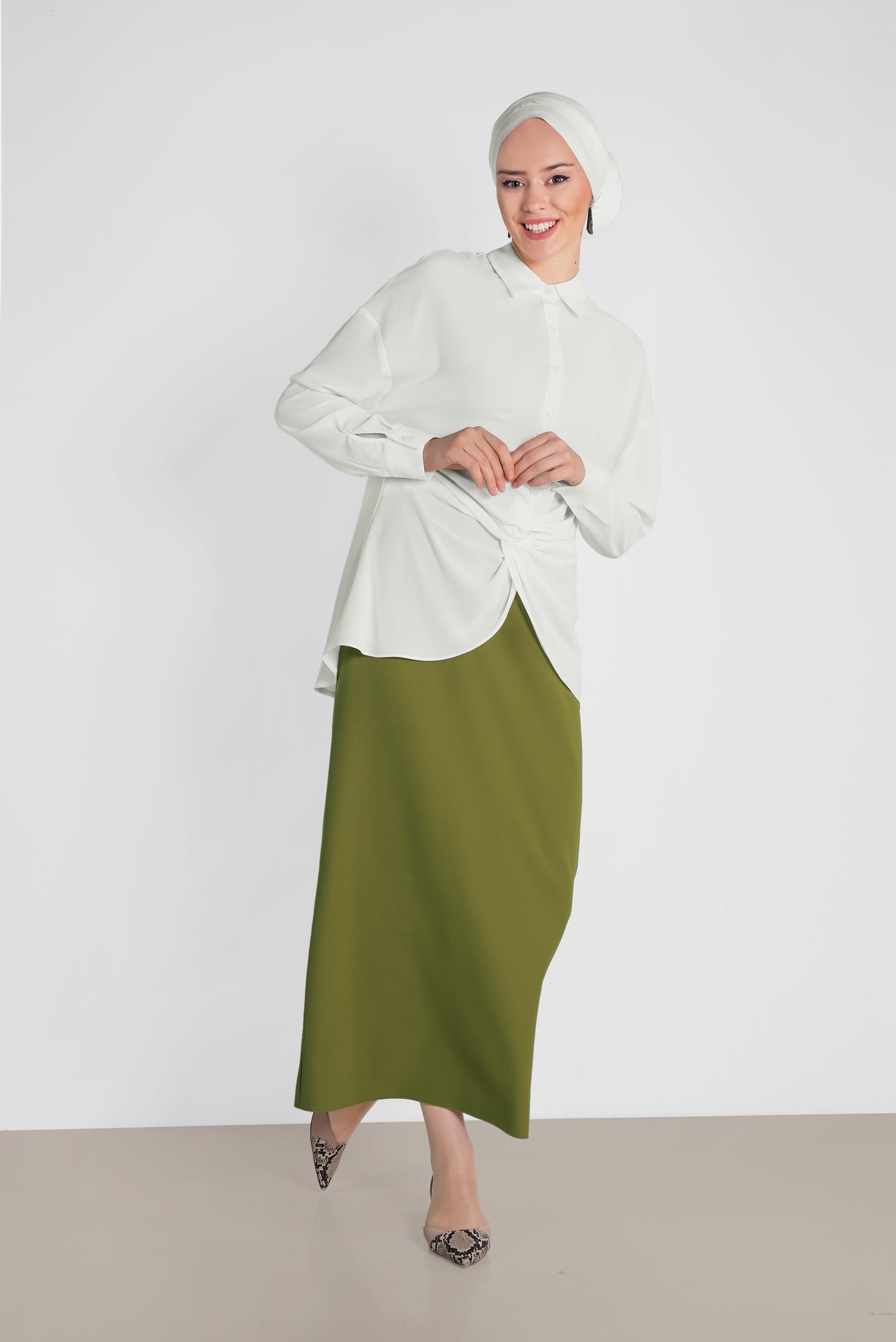 Hijab clothing WHITE SMOCKING DETAIL BLOUSE 4281 