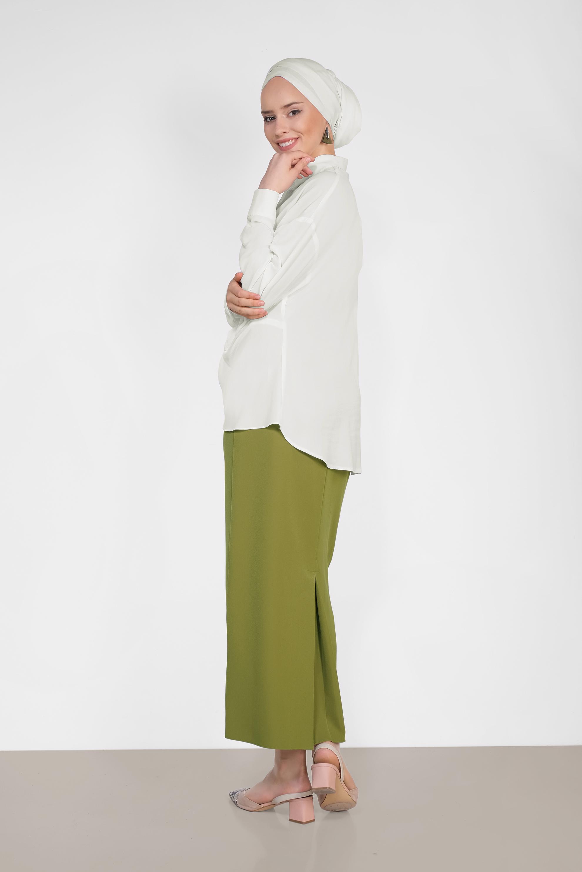 Hijab clothing WHITE SMOCKING DETAIL BLOUSE 4281 